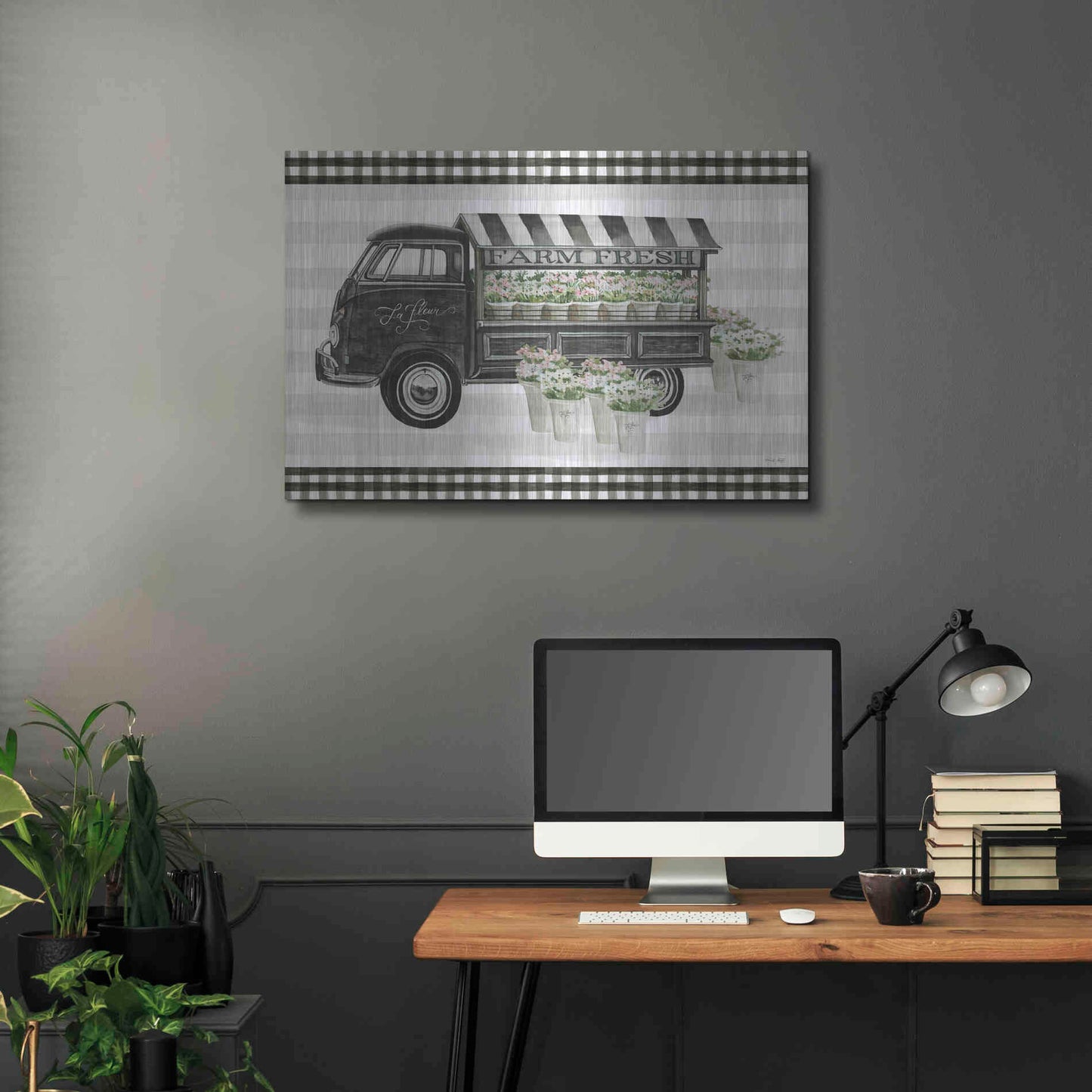 Luxe Metal Art 'Farm Fresh Flower Truck' by Cindy Jacobs, Metal Wall Art,36x24