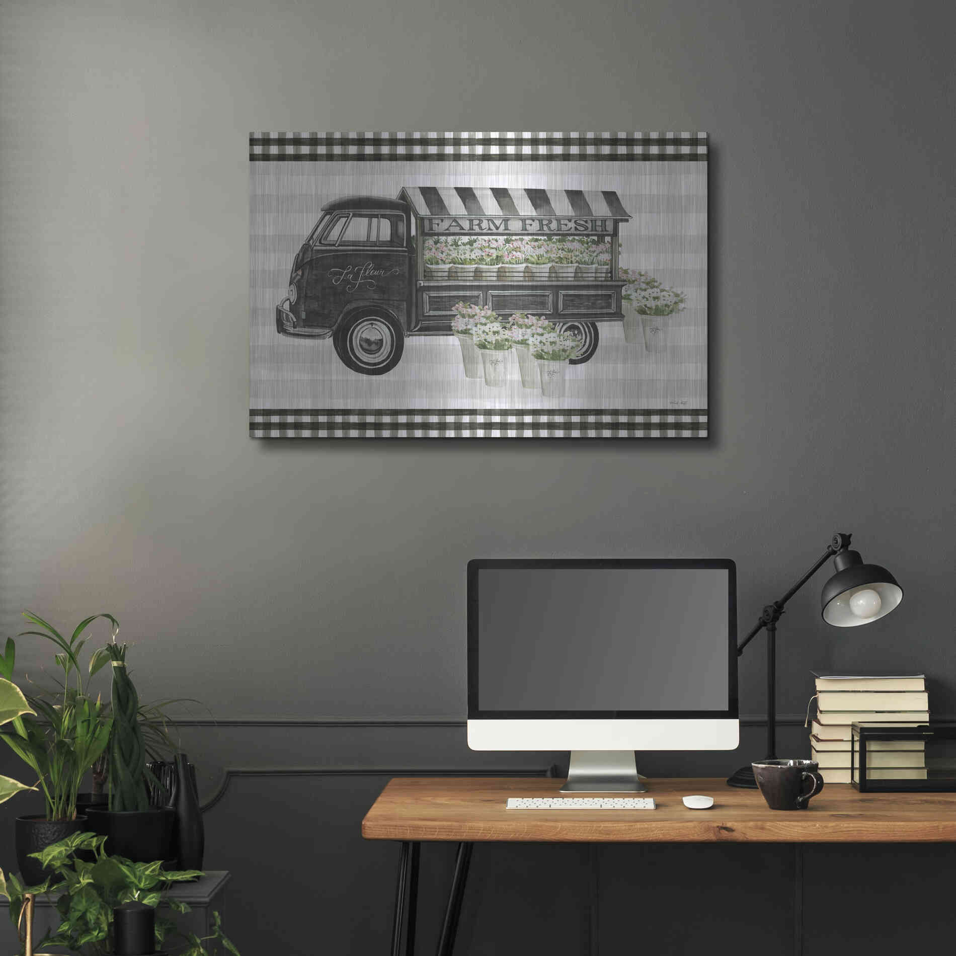 Luxe Metal Art 'Farm Fresh Flower Truck' by Cindy Jacobs, Metal Wall Art,36x24