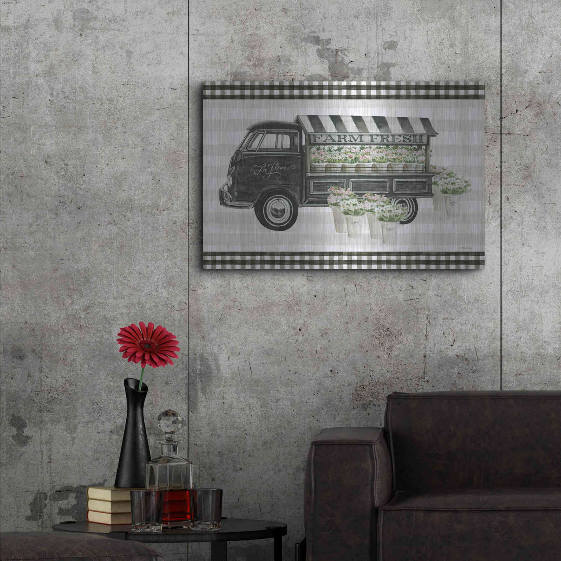 Luxe Metal Art 'Farm Fresh Flower Truck' by Cindy Jacobs, Metal Wall Art,36x24