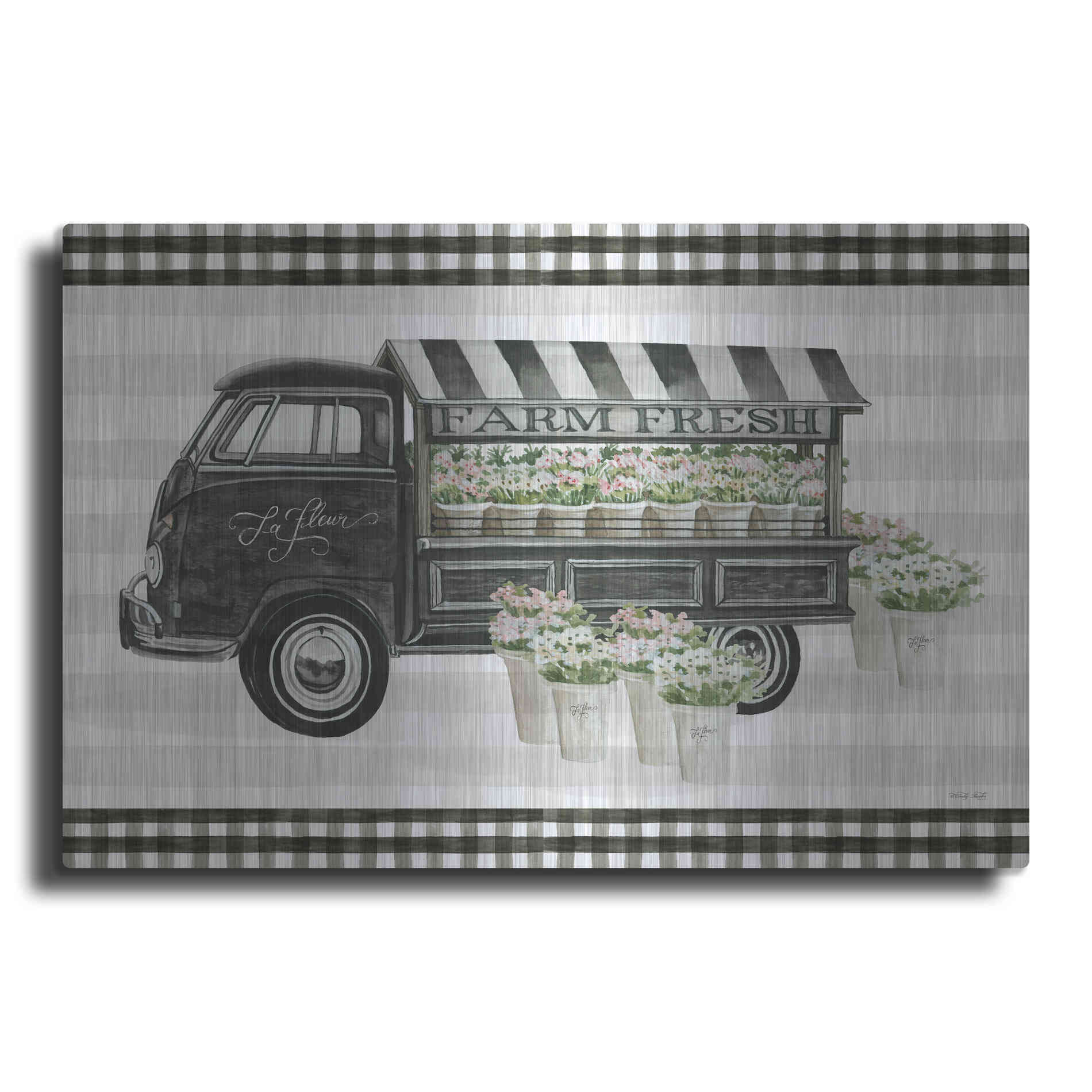 Luxe Metal Art 'Farm Fresh Flower Truck' by Cindy Jacobs, Metal Wall Art