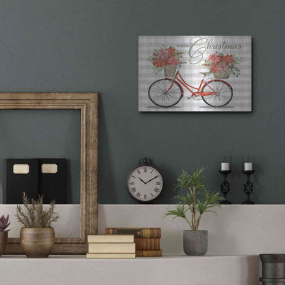 Luxe Metal Art 'Merry Christmas Bicycle I' by Cindy Jacobs, Metal Wall Art,16x12