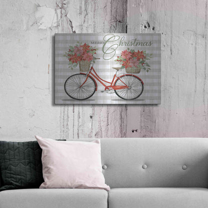 Luxe Metal Art 'Merry Christmas Bicycle I' by Cindy Jacobs, Metal Wall Art,36x24