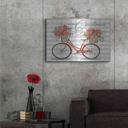 Luxe Metal Art 'Merry Christmas Bicycle I' by Cindy Jacobs, Metal Wall Art,36x24