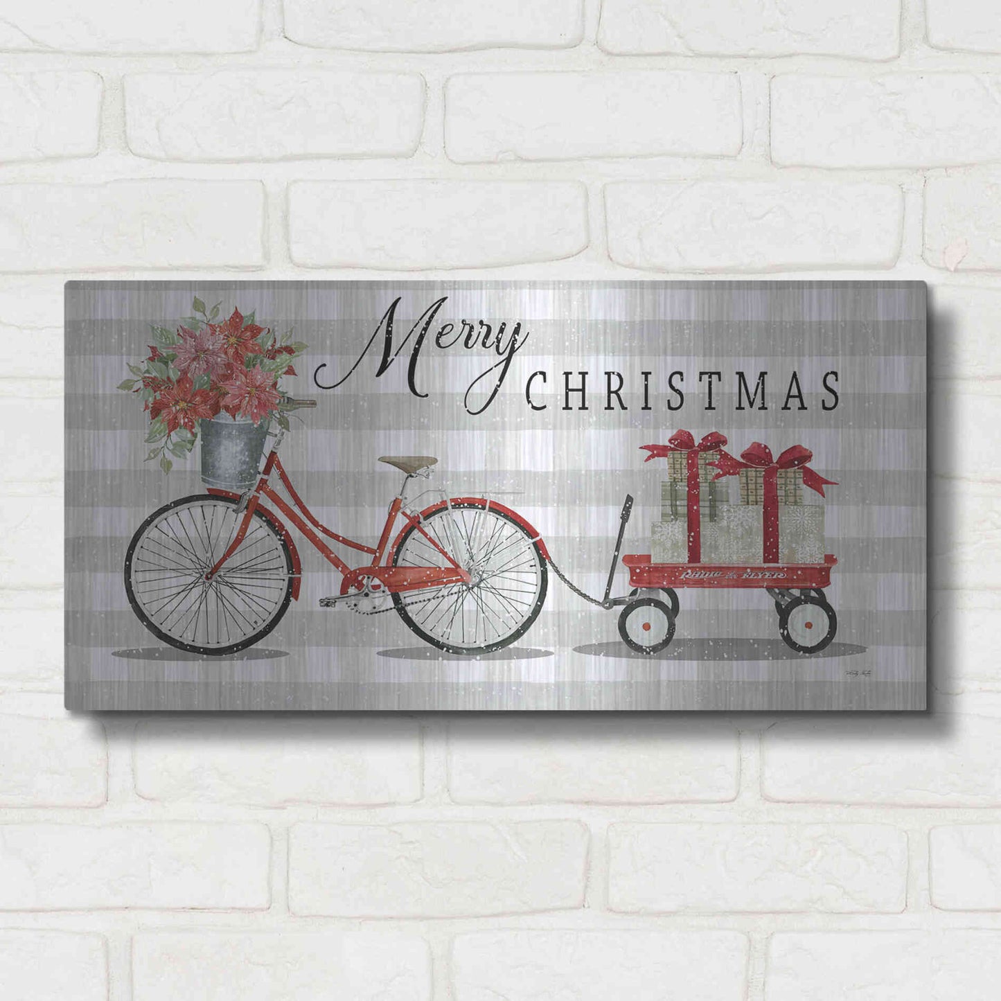 Luxe Metal Art 'Christmas Delivery II' by Cindy Jacobs, Metal Wall Art,24x12