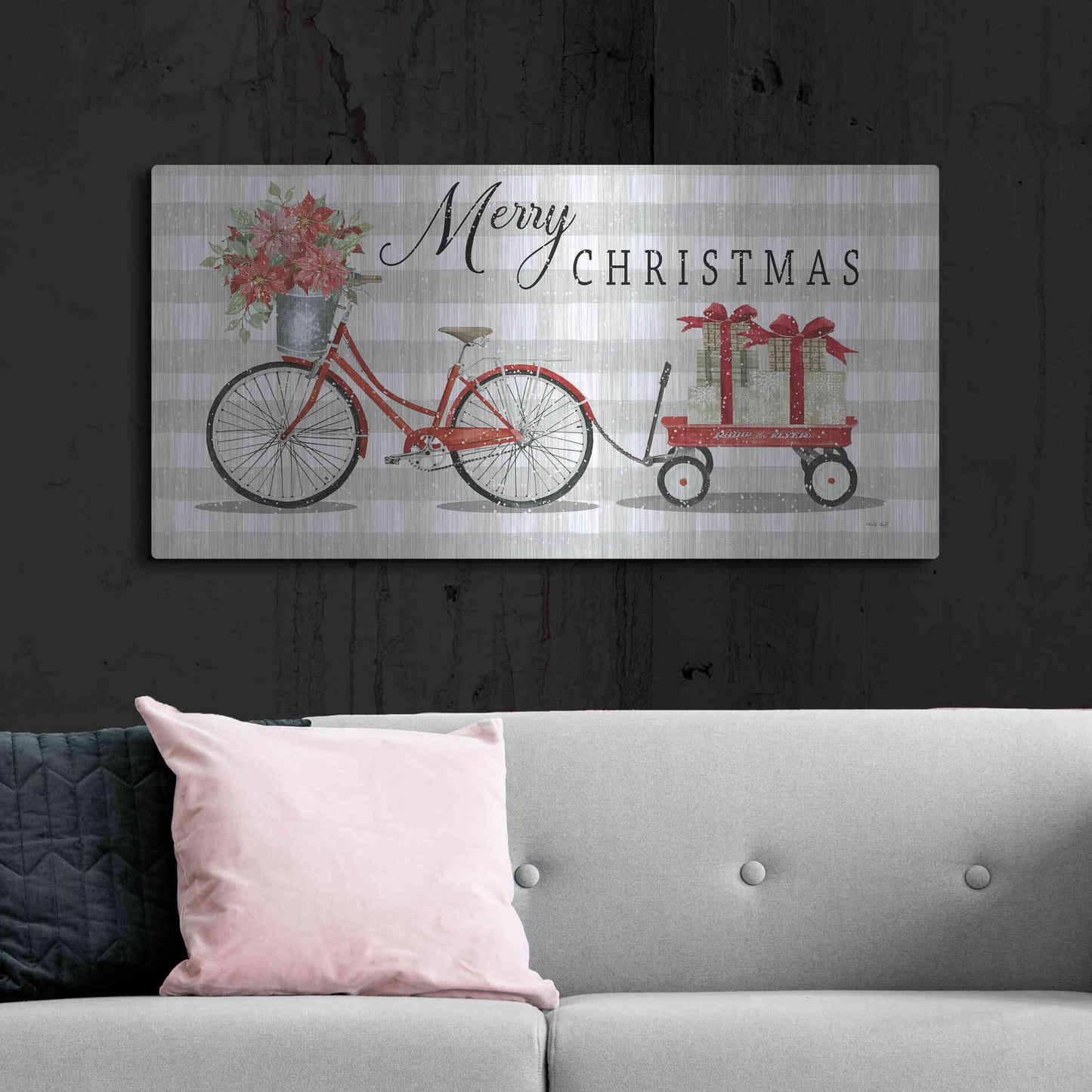 Luxe Metal Art 'Christmas Delivery II' by Cindy Jacobs, Metal Wall Art,48x24