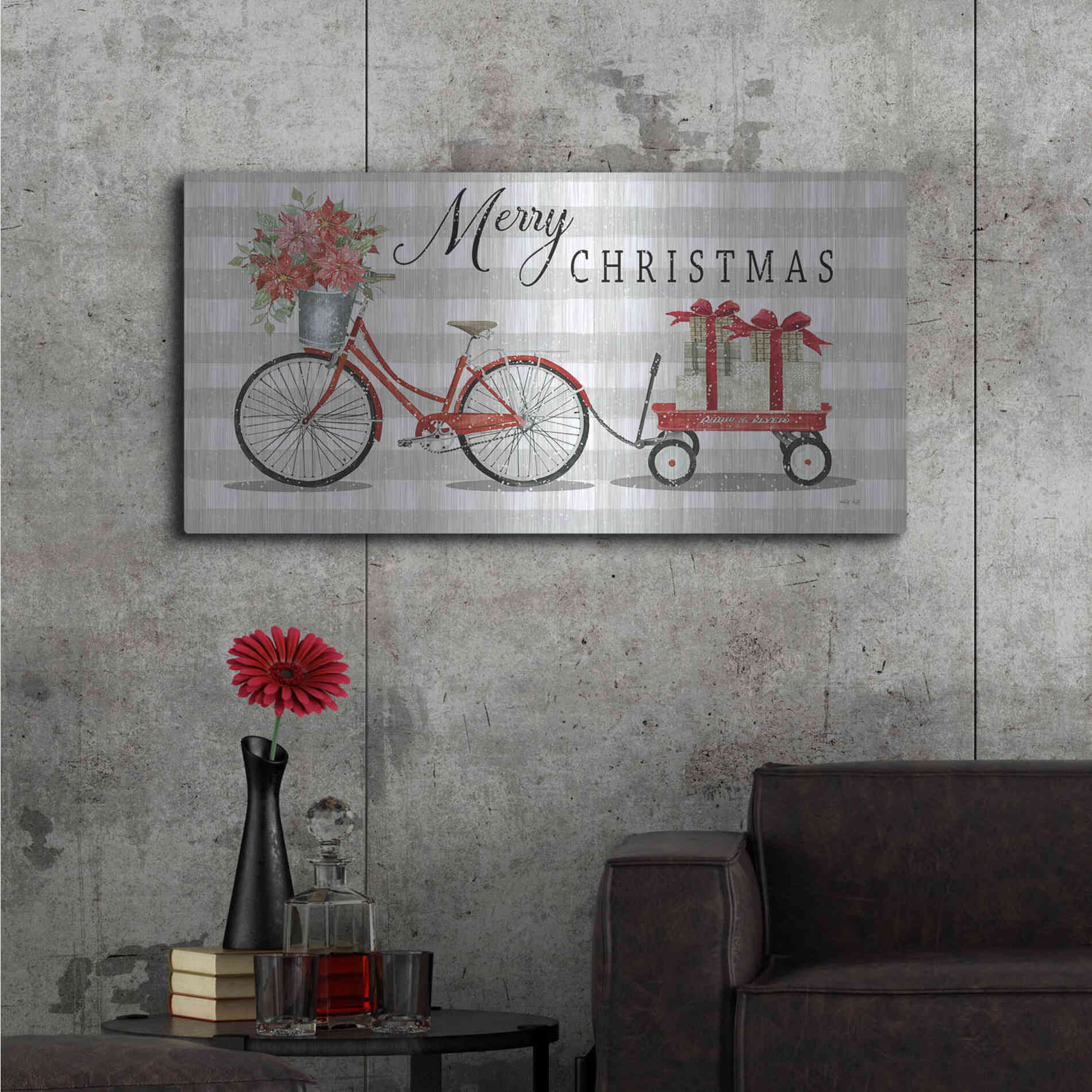 Luxe Metal Art 'Christmas Delivery II' by Cindy Jacobs, Metal Wall Art,48x24