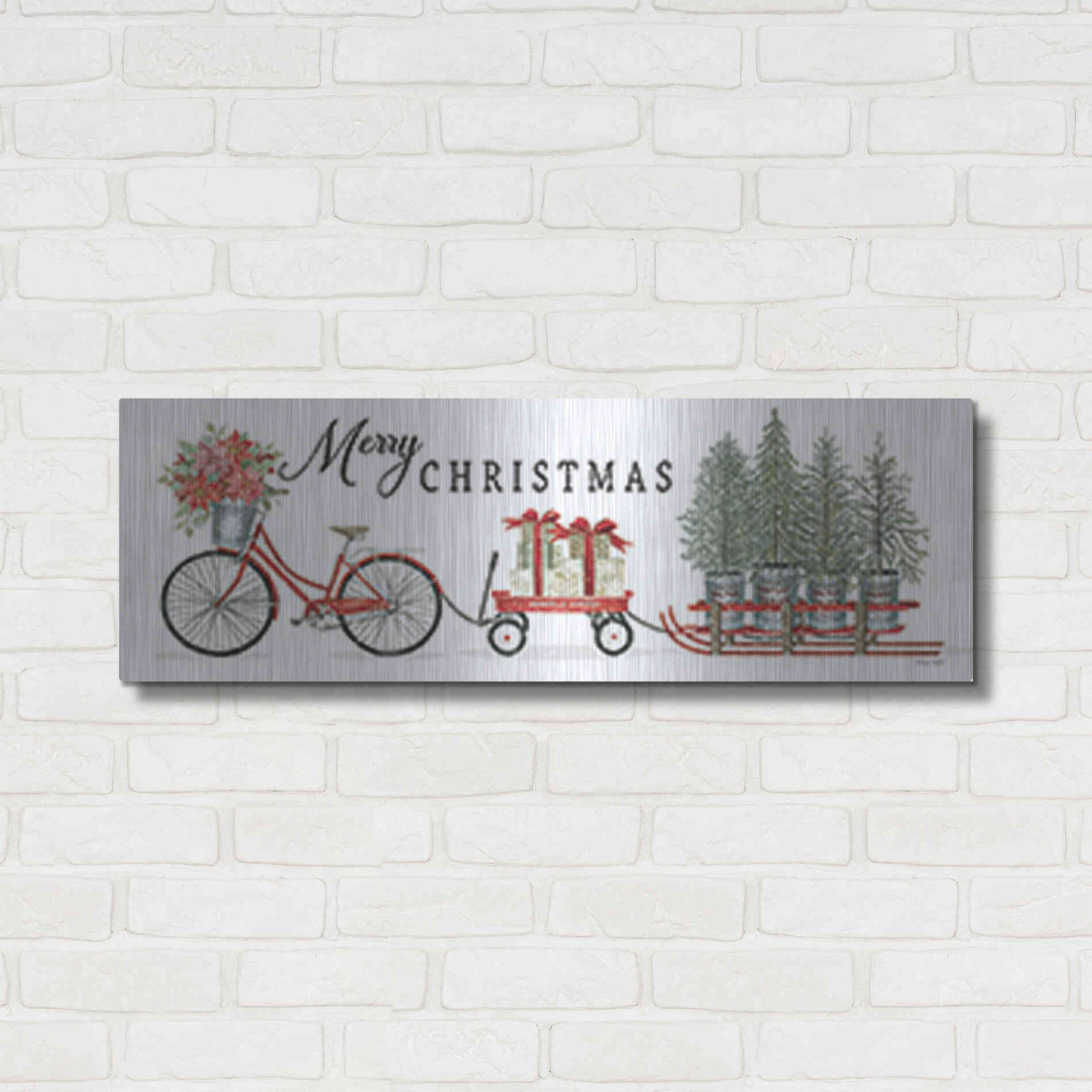 Luxe Metal Art 'Christmas Delivery Trio' by Cindy Jacobs, Metal Wall Art,36x12