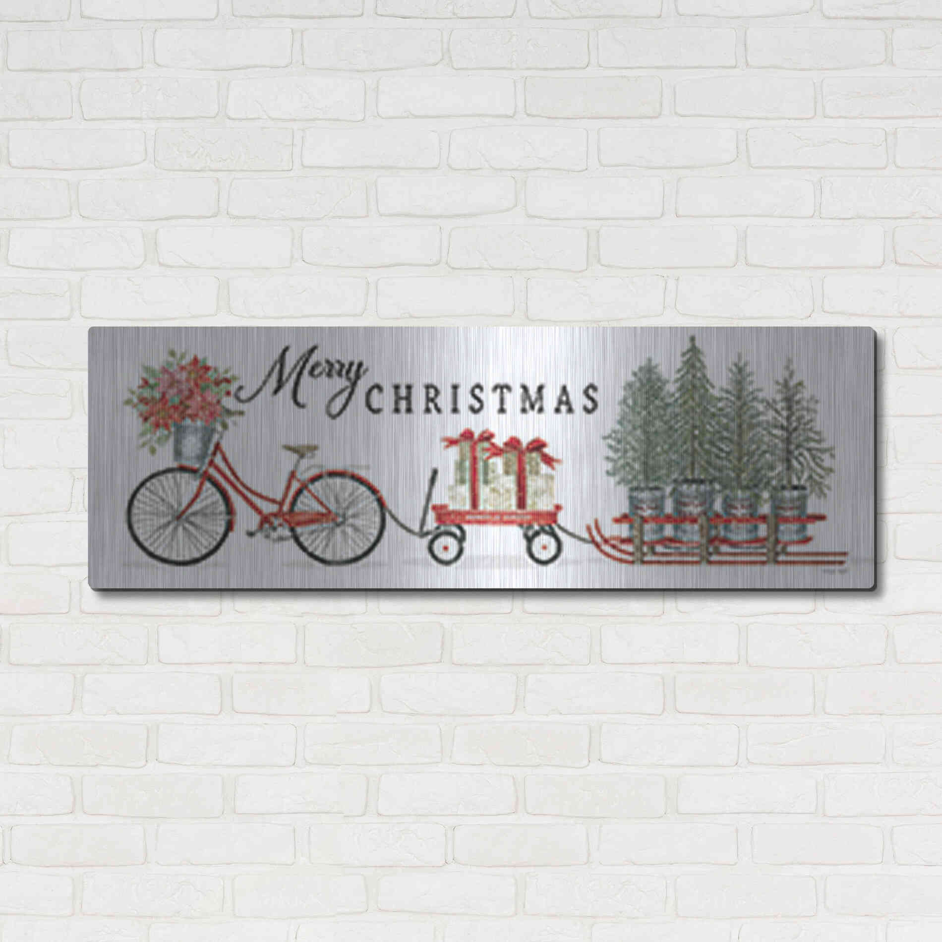 Luxe Metal Art 'Christmas Delivery Trio' by Cindy Jacobs, Metal Wall Art,48x16