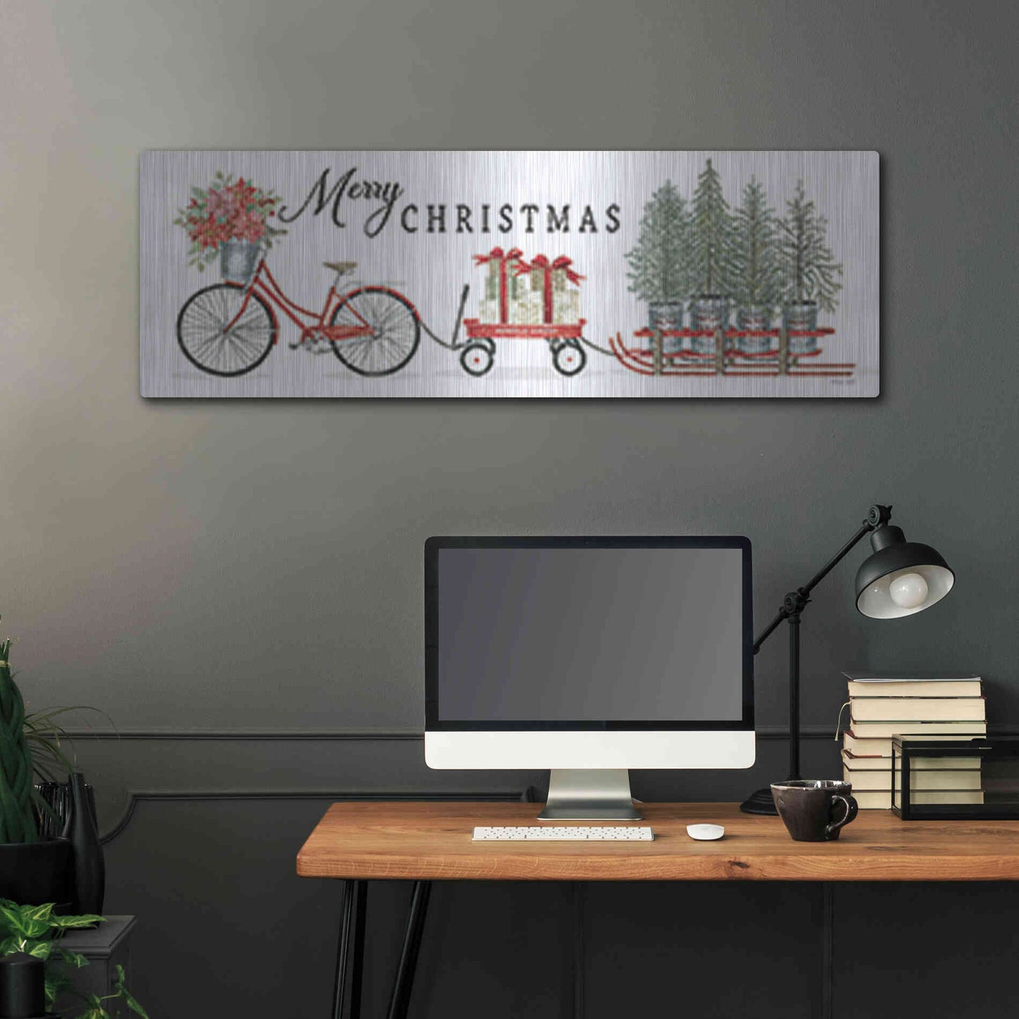 Luxe Metal Art 'Christmas Delivery Trio' by Cindy Jacobs, Metal Wall Art,48x16