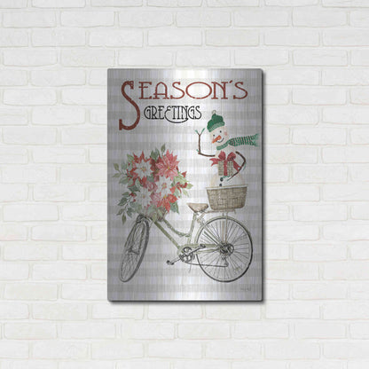 Luxe Metal Art 'Season's Greetings Bicycle' by Cindy Jacobs, Metal Wall Art,24x36