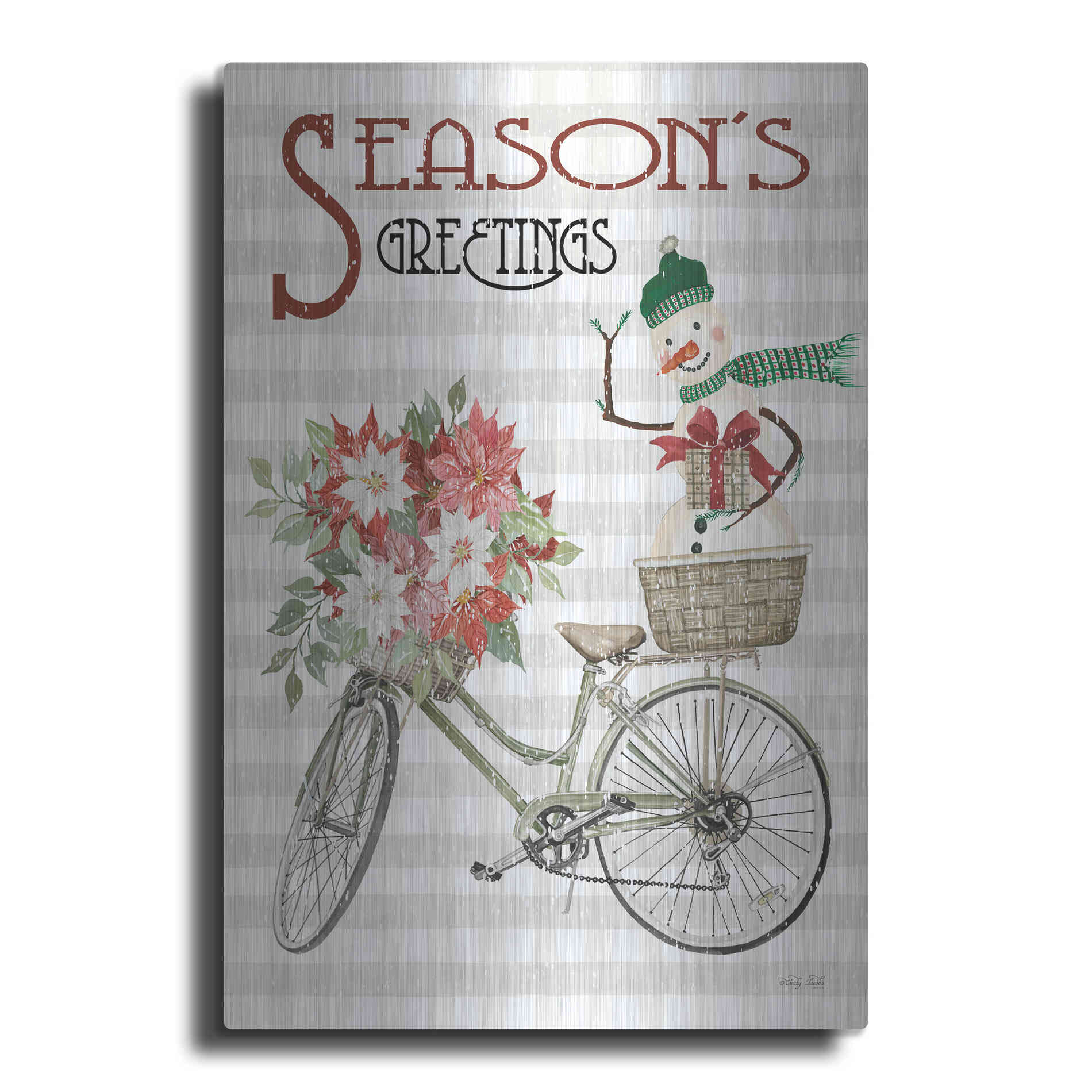 Luxe Metal Art 'Season's Greetings Bicycle' by Cindy Jacobs, Metal Wall Art