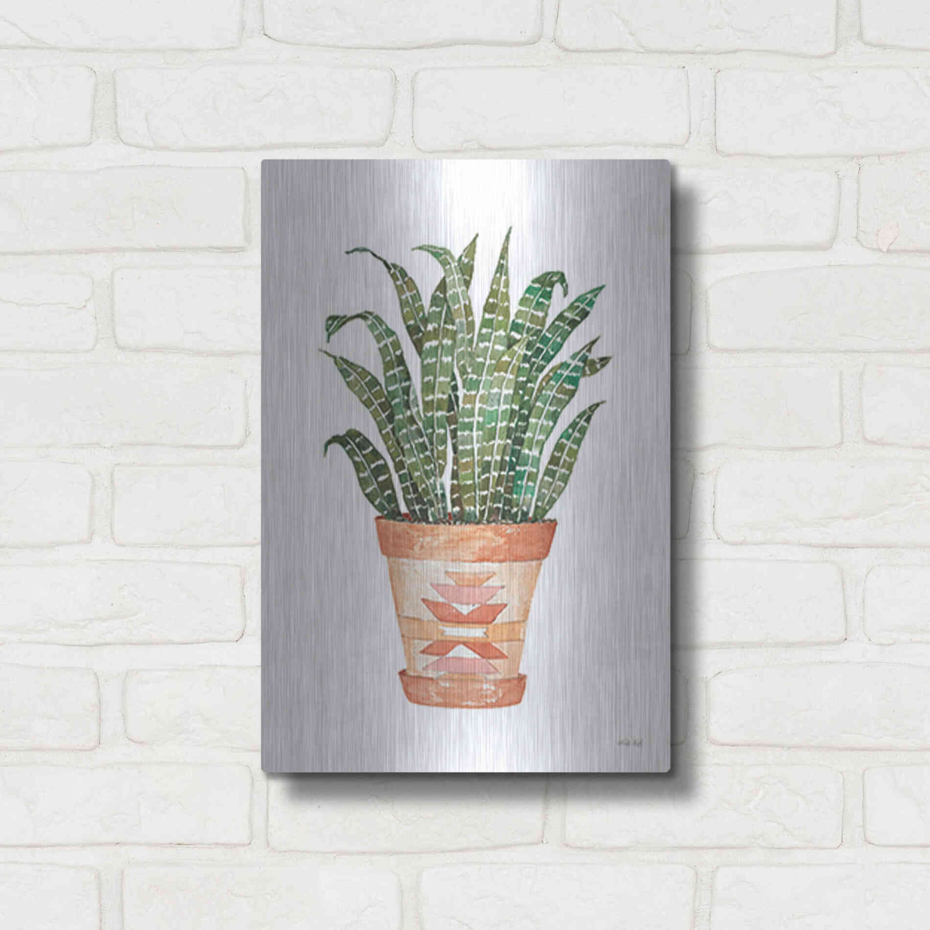 Luxe Metal Art 'Aztec Pot III' by Cindy Jacobs, Metal Wall Art,12x16