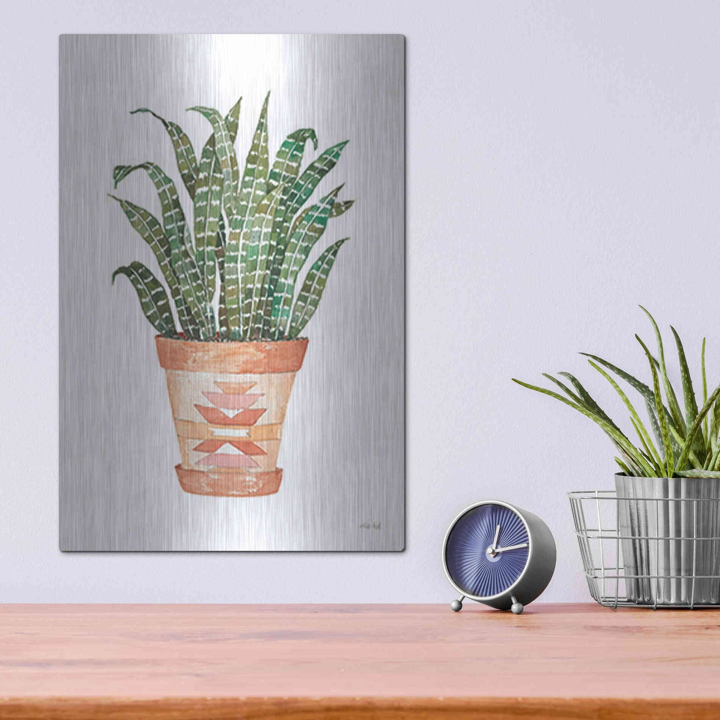 Luxe Metal Art 'Aztec Pot III' by Cindy Jacobs, Metal Wall Art,12x16