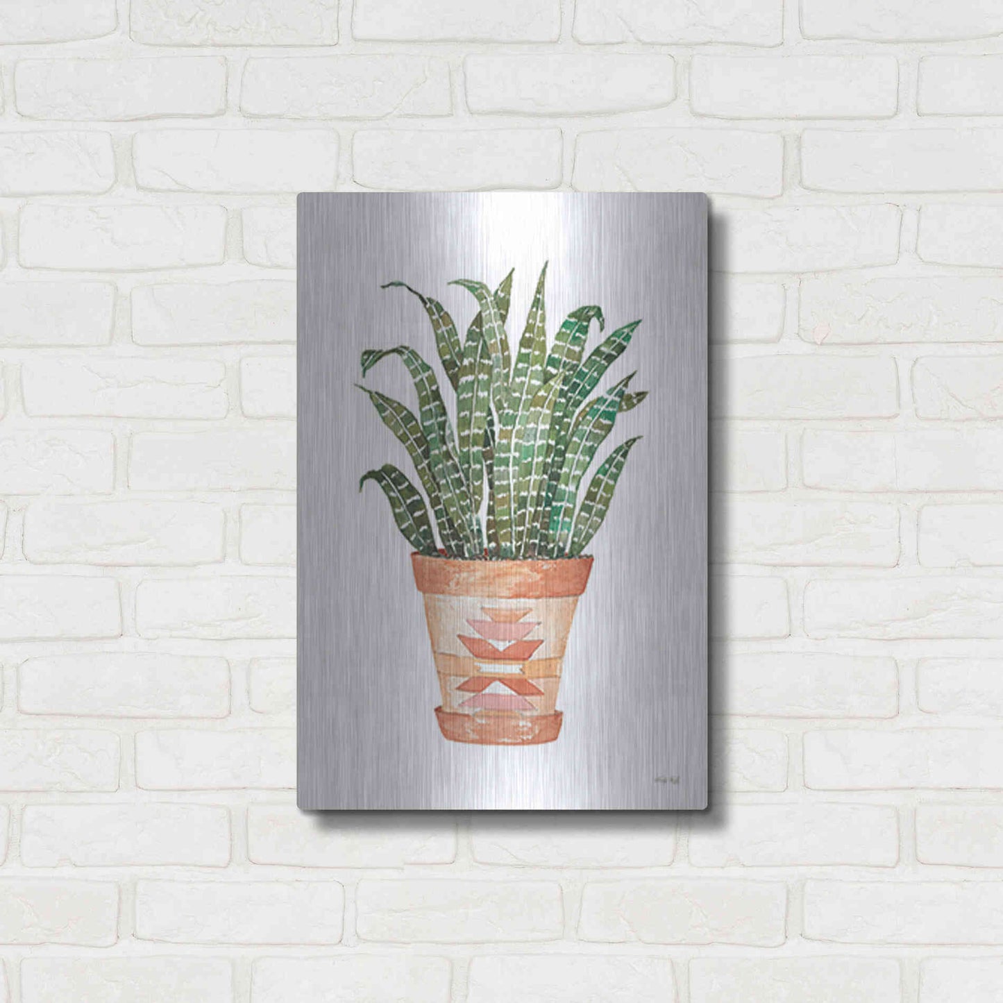 Luxe Metal Art 'Aztec Pot III' by Cindy Jacobs, Metal Wall Art,16x24