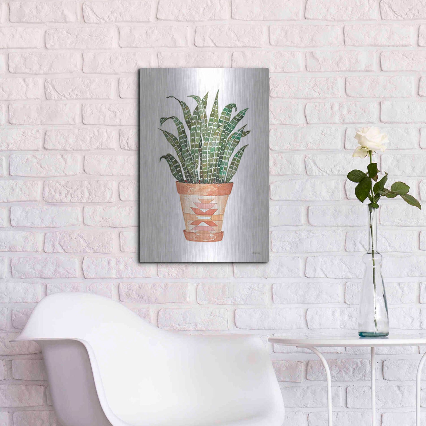Luxe Metal Art 'Aztec Pot III' by Cindy Jacobs, Metal Wall Art,16x24