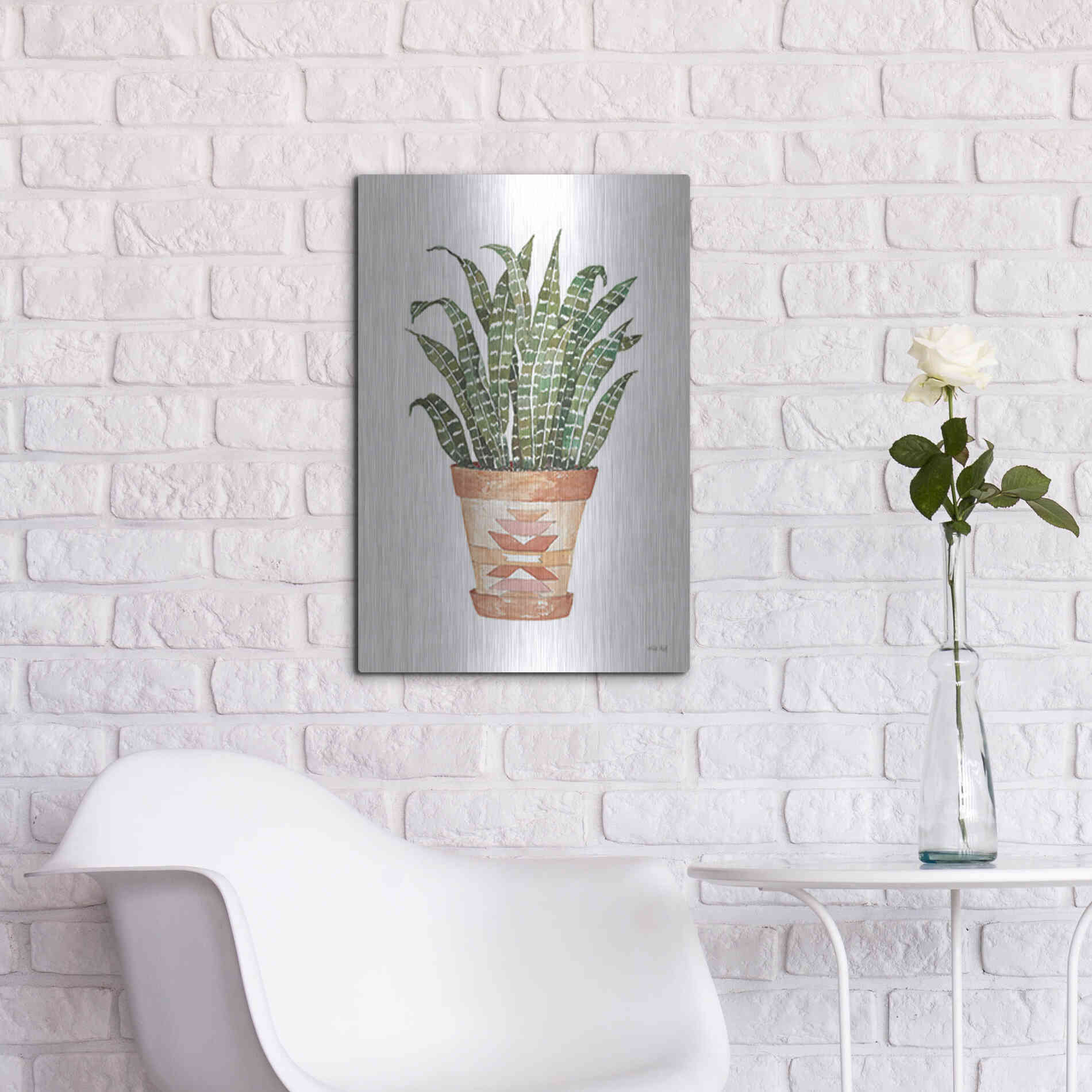 Luxe Metal Art 'Aztec Pot III' by Cindy Jacobs, Metal Wall Art,16x24