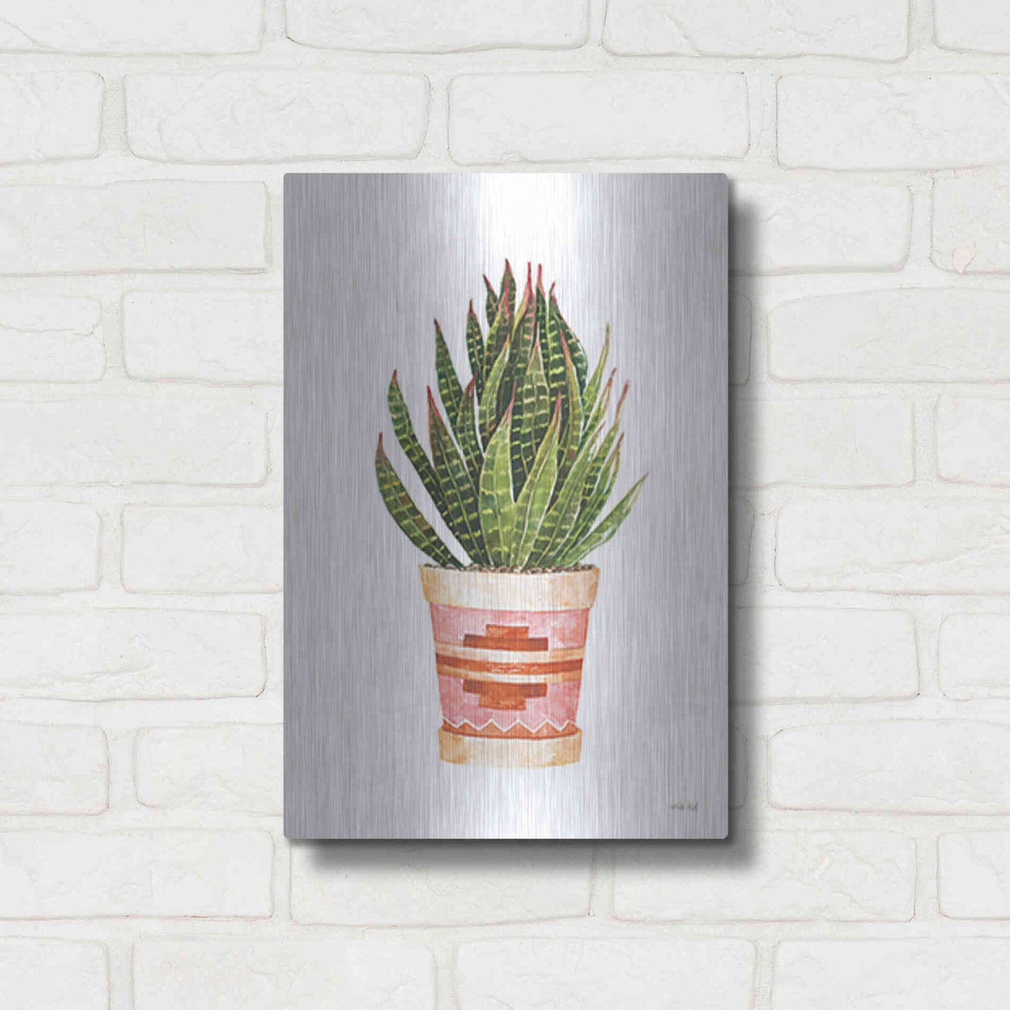 Luxe Metal Art 'Aztec Pot IV' by Cindy Jacobs, Metal Wall Art,12x16