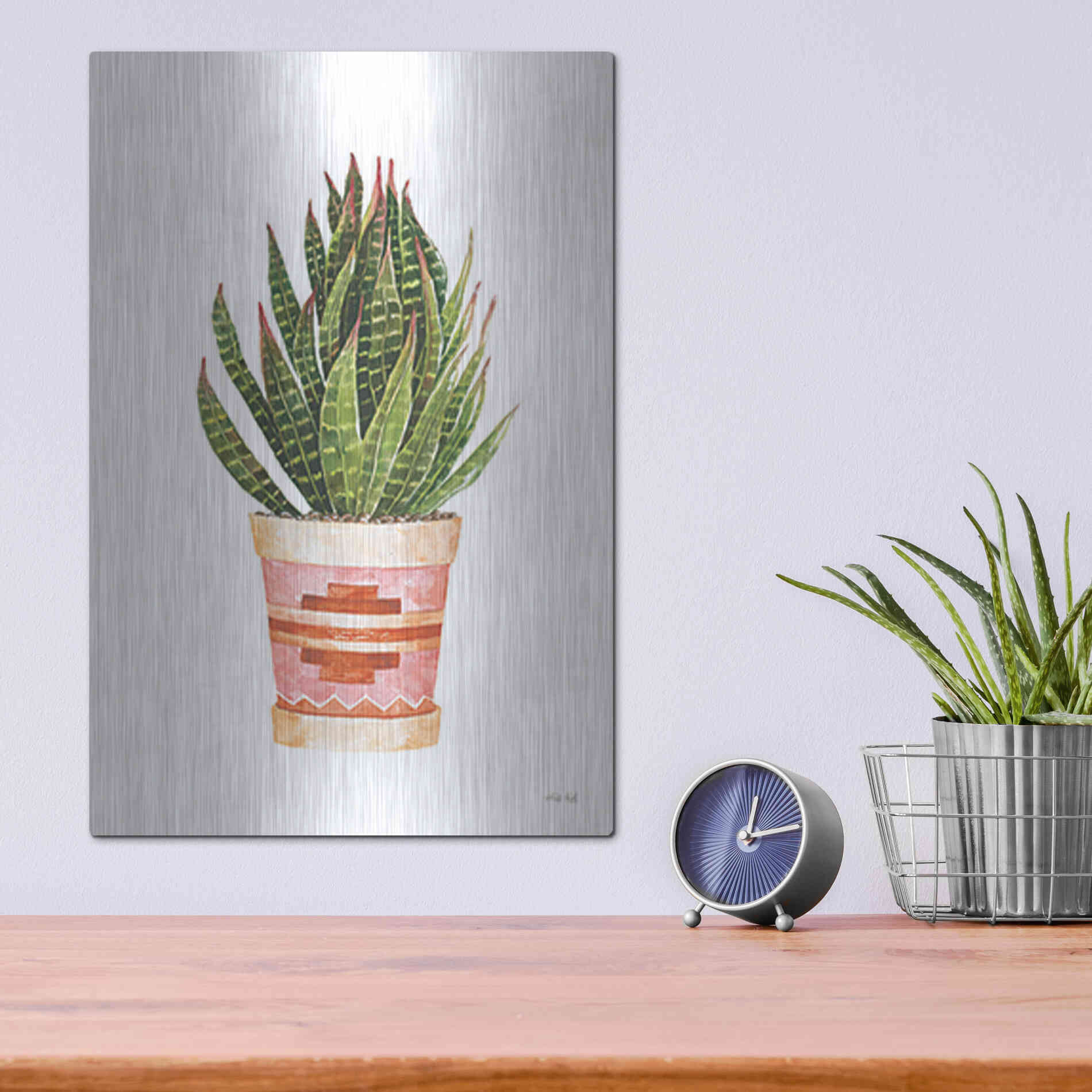Luxe Metal Art 'Aztec Pot IV' by Cindy Jacobs, Metal Wall Art,12x16