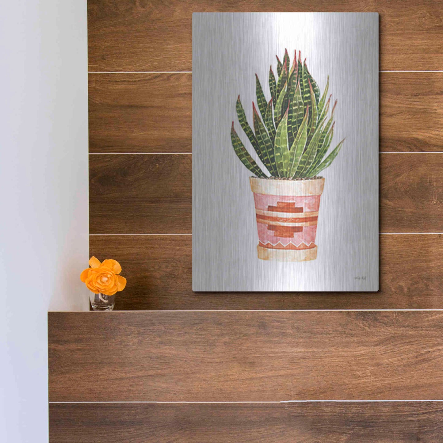 Luxe Metal Art 'Aztec Pot IV' by Cindy Jacobs, Metal Wall Art,12x16