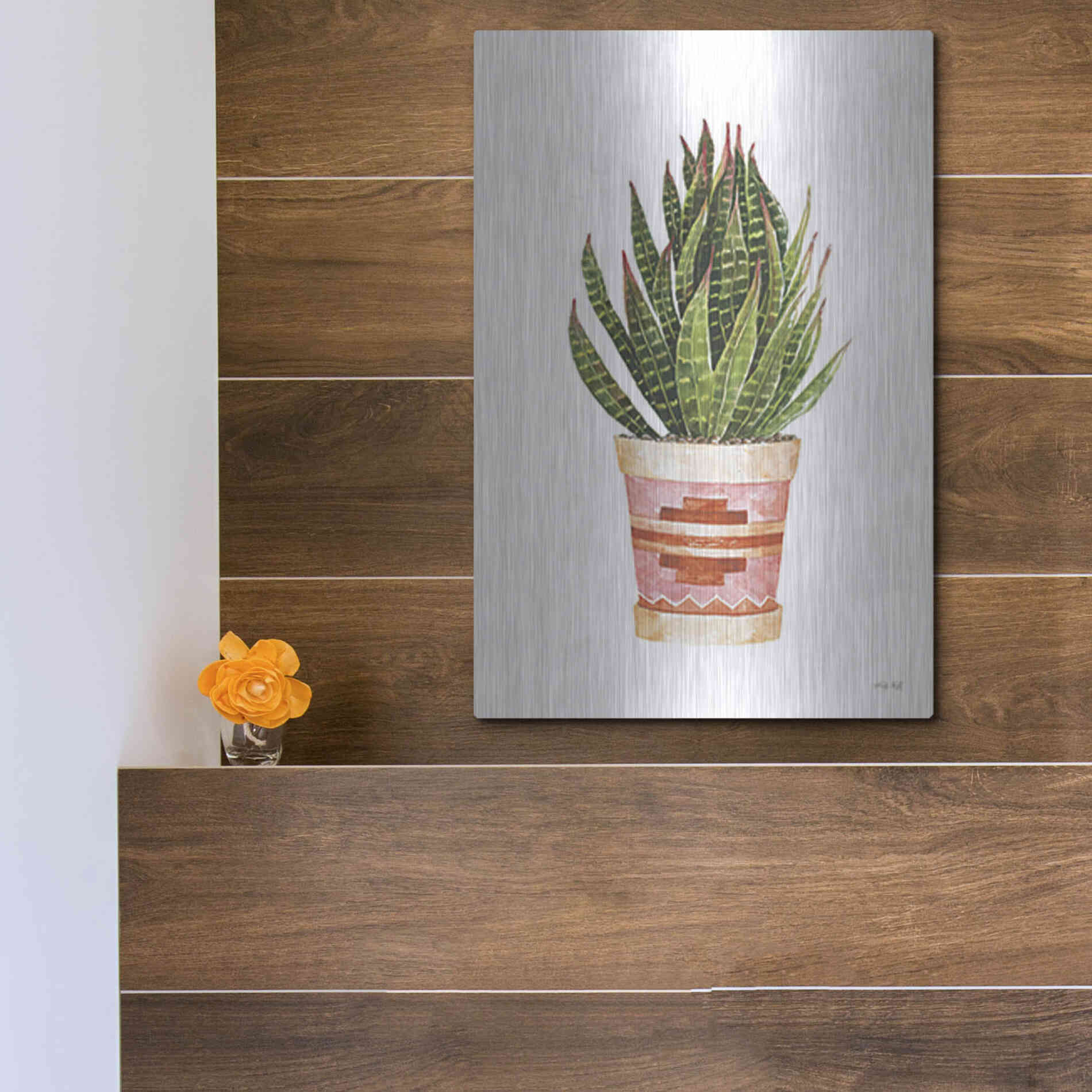 Luxe Metal Art 'Aztec Pot IV' by Cindy Jacobs, Metal Wall Art,12x16