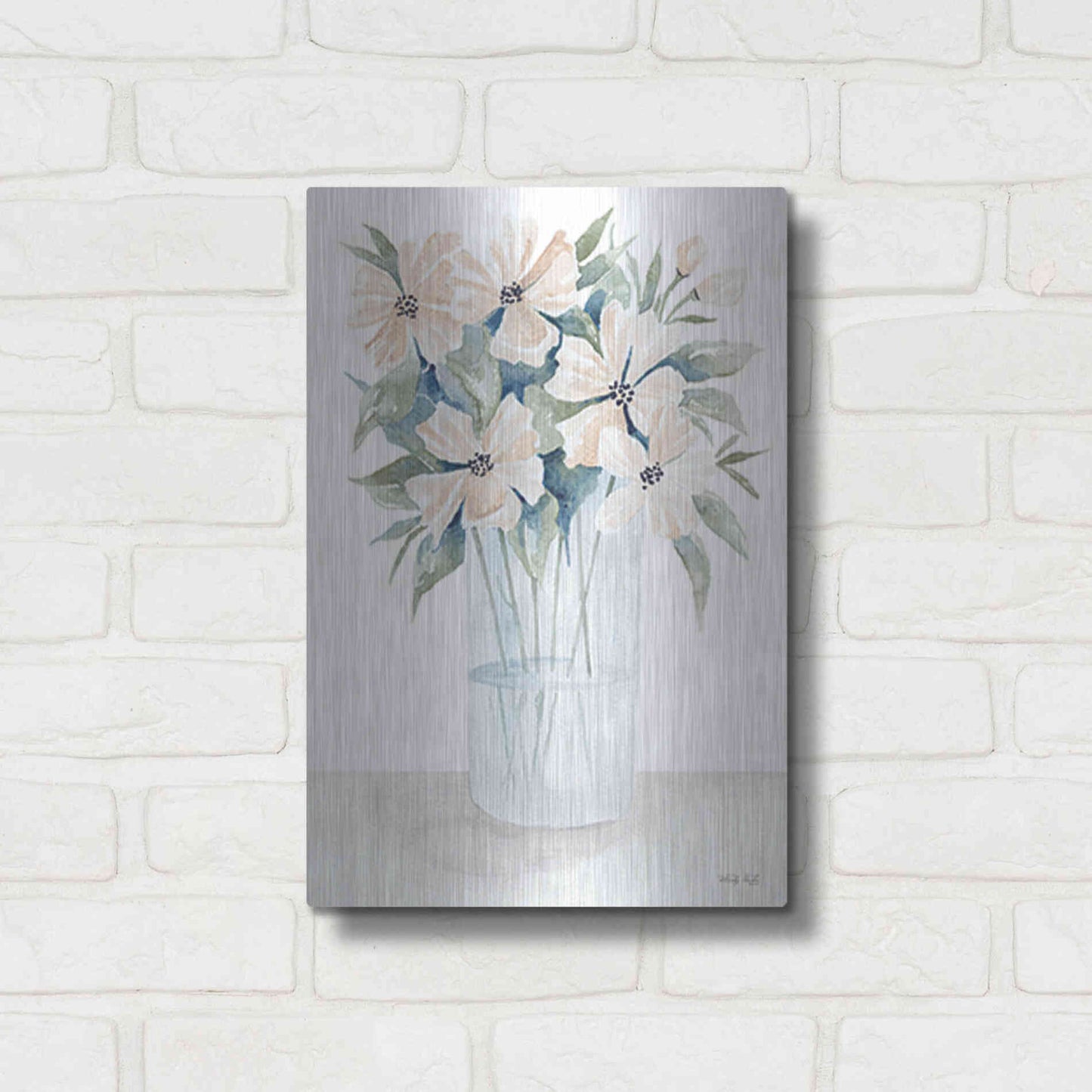 Luxe Metal Art 'Sweet Sophistication Floral I' by Cindy Jacobs, Metal Wall Art,12x16