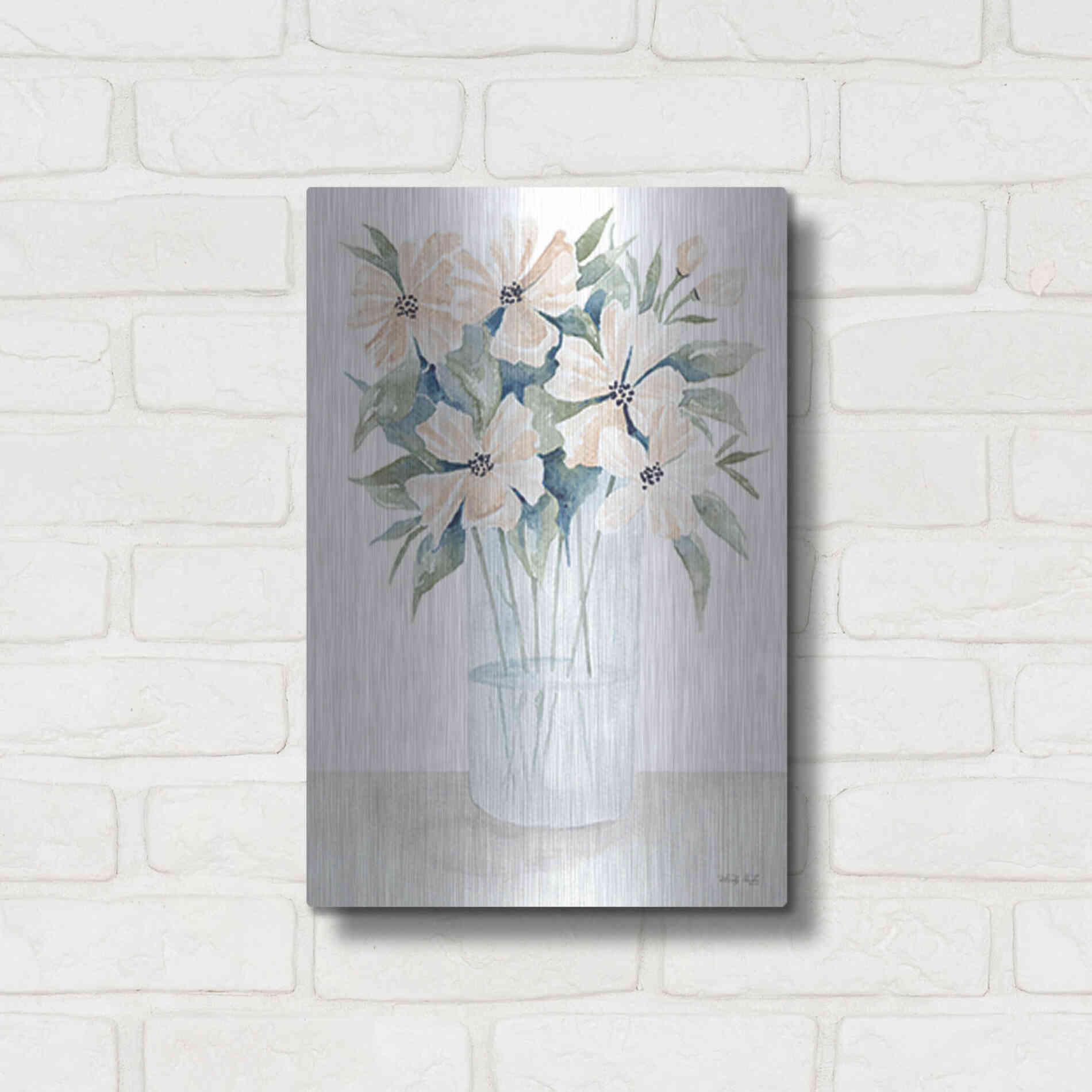 Luxe Metal Art 'Sweet Sophistication Floral I' by Cindy Jacobs, Metal Wall Art,12x16