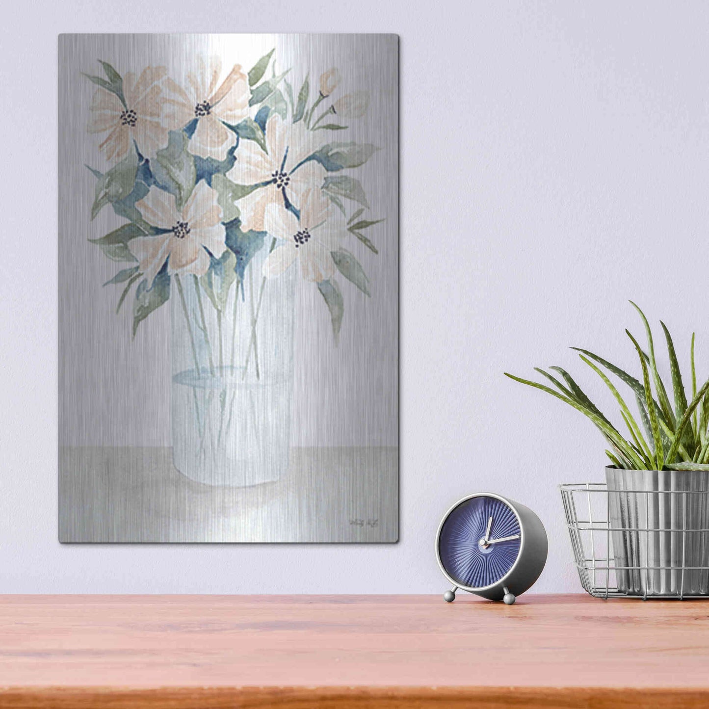 Luxe Metal Art 'Sweet Sophistication Floral I' by Cindy Jacobs, Metal Wall Art,12x16