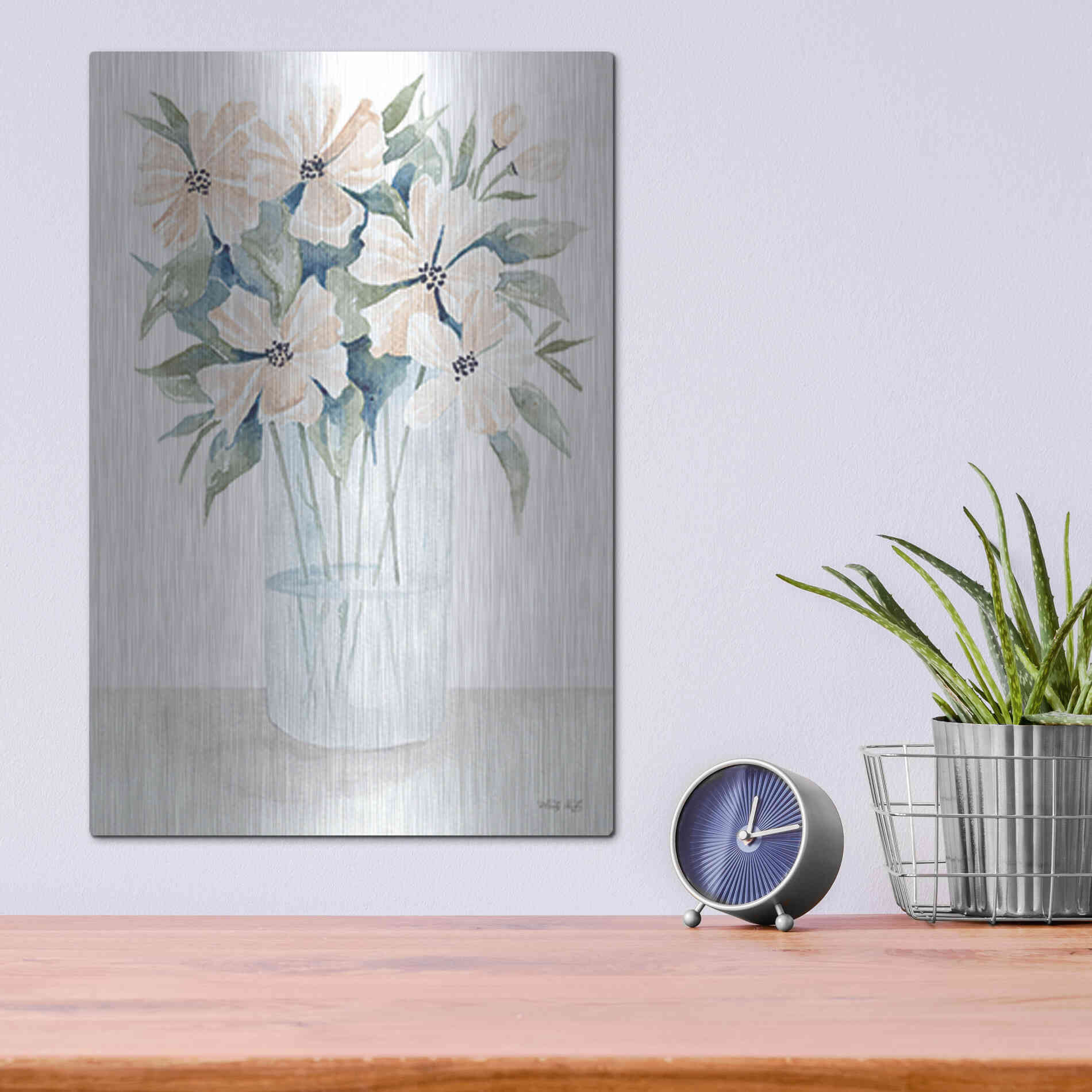 Luxe Metal Art 'Sweet Sophistication Floral I' by Cindy Jacobs, Metal Wall Art,12x16
