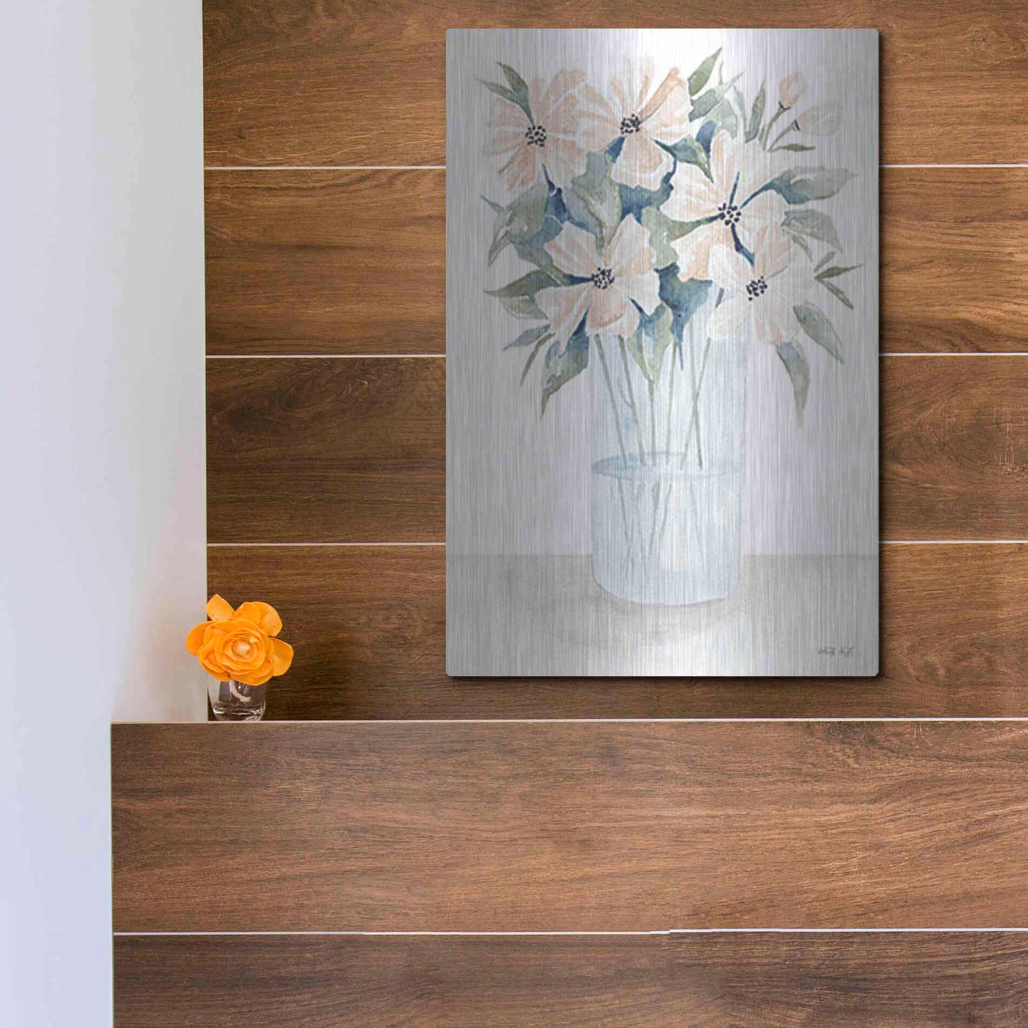 Luxe Metal Art 'Sweet Sophistication Floral I' by Cindy Jacobs, Metal Wall Art,12x16