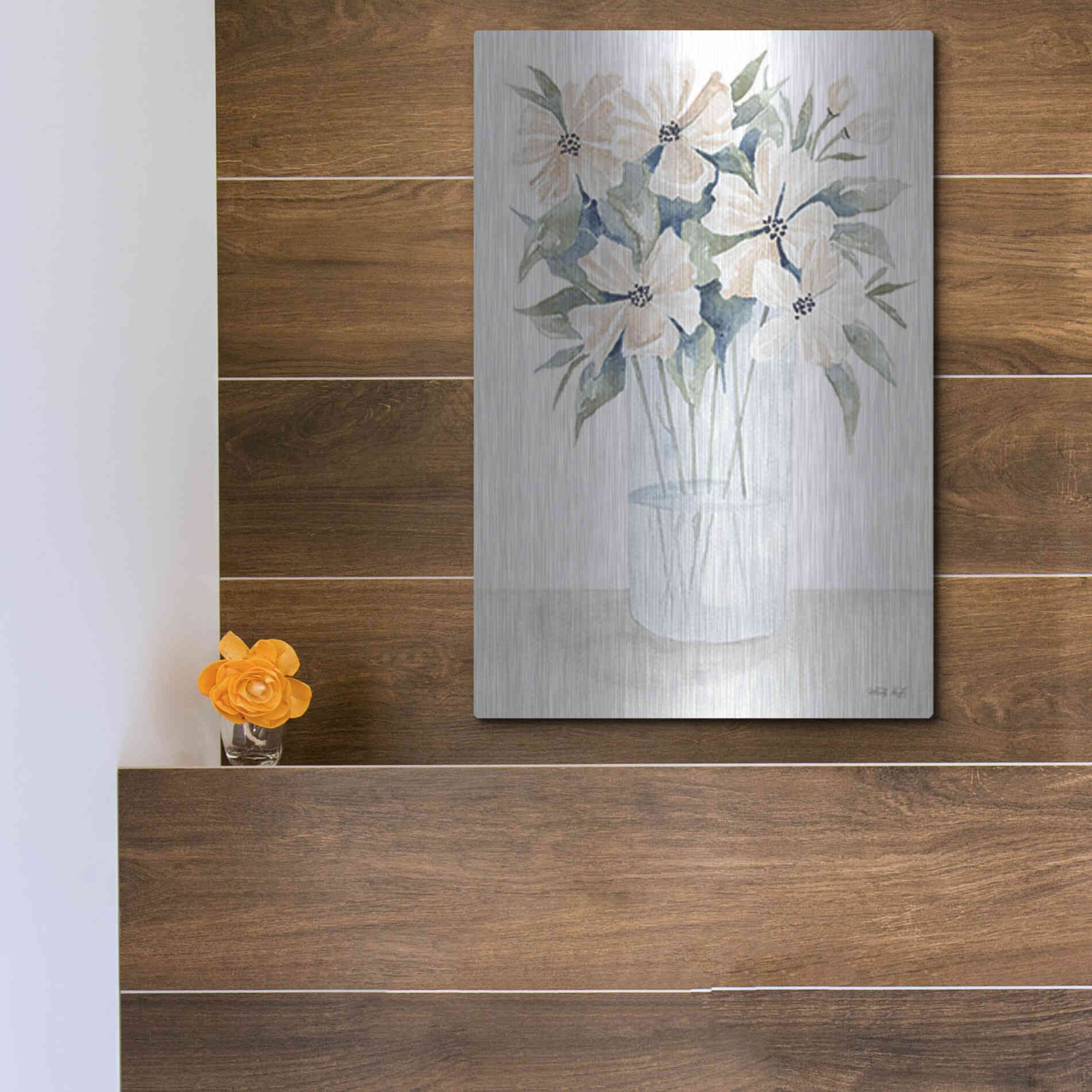 Luxe Metal Art 'Sweet Sophistication Floral I' by Cindy Jacobs, Metal Wall Art,12x16