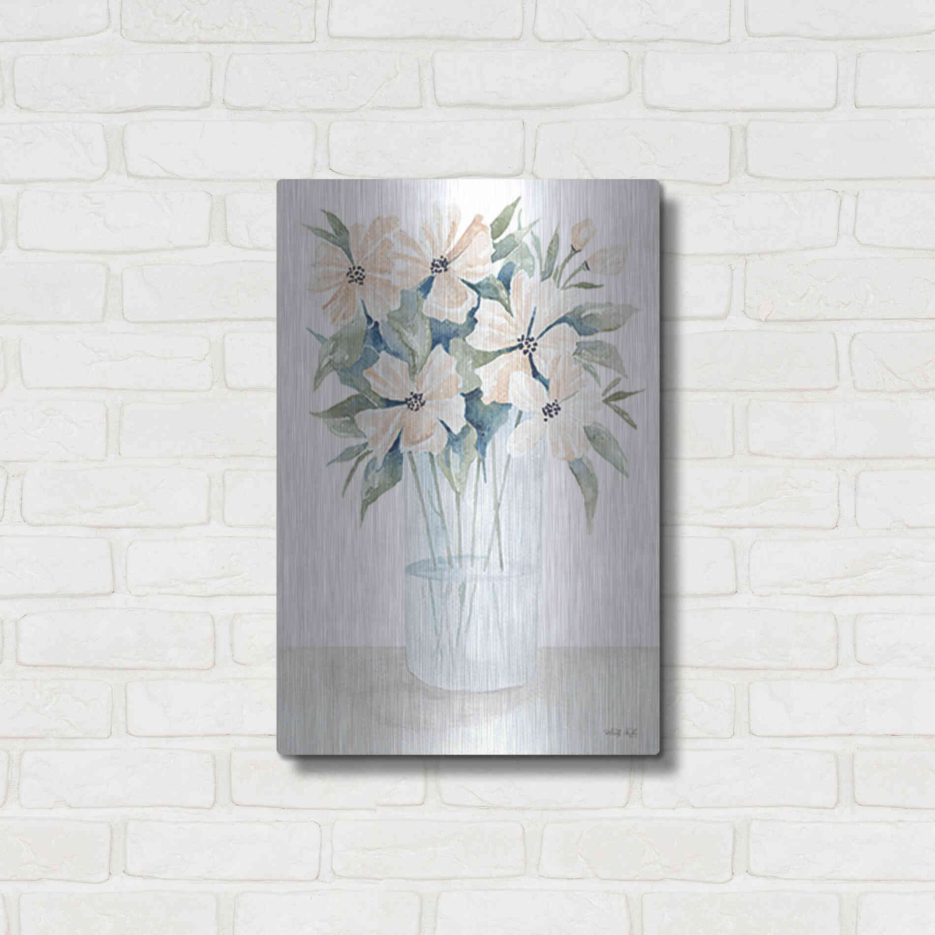 Luxe Metal Art 'Sweet Sophistication Floral I' by Cindy Jacobs, Metal Wall Art,16x24