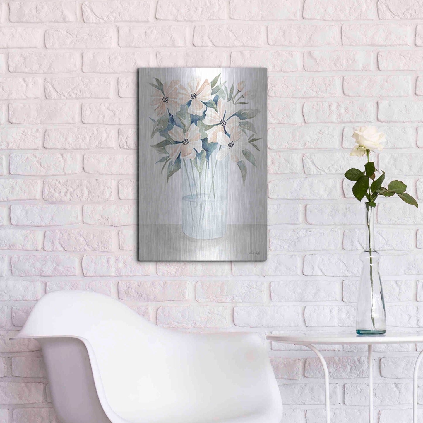 Luxe Metal Art 'Sweet Sophistication Floral I' by Cindy Jacobs, Metal Wall Art,16x24