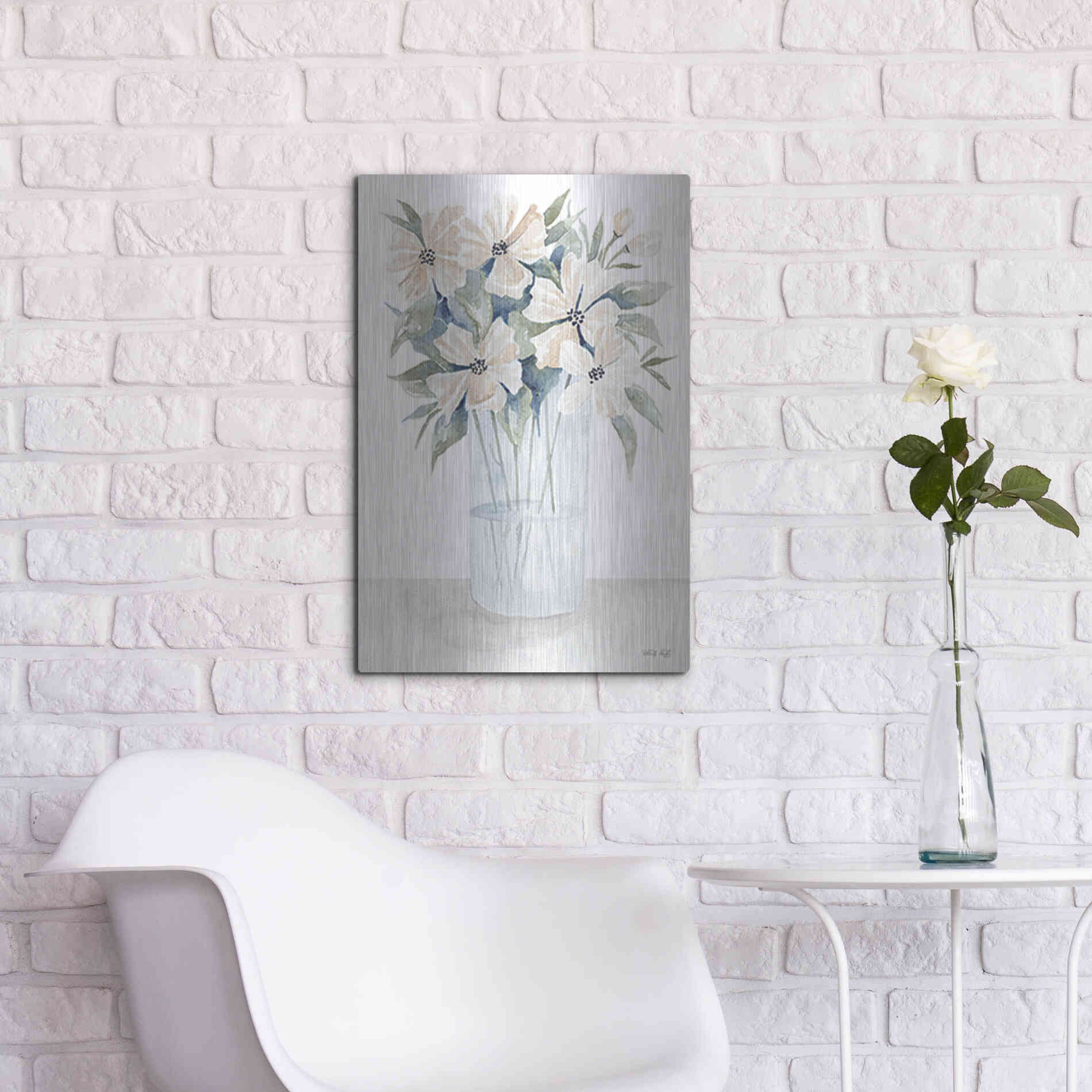 Luxe Metal Art 'Sweet Sophistication Floral I' by Cindy Jacobs, Metal Wall Art,16x24