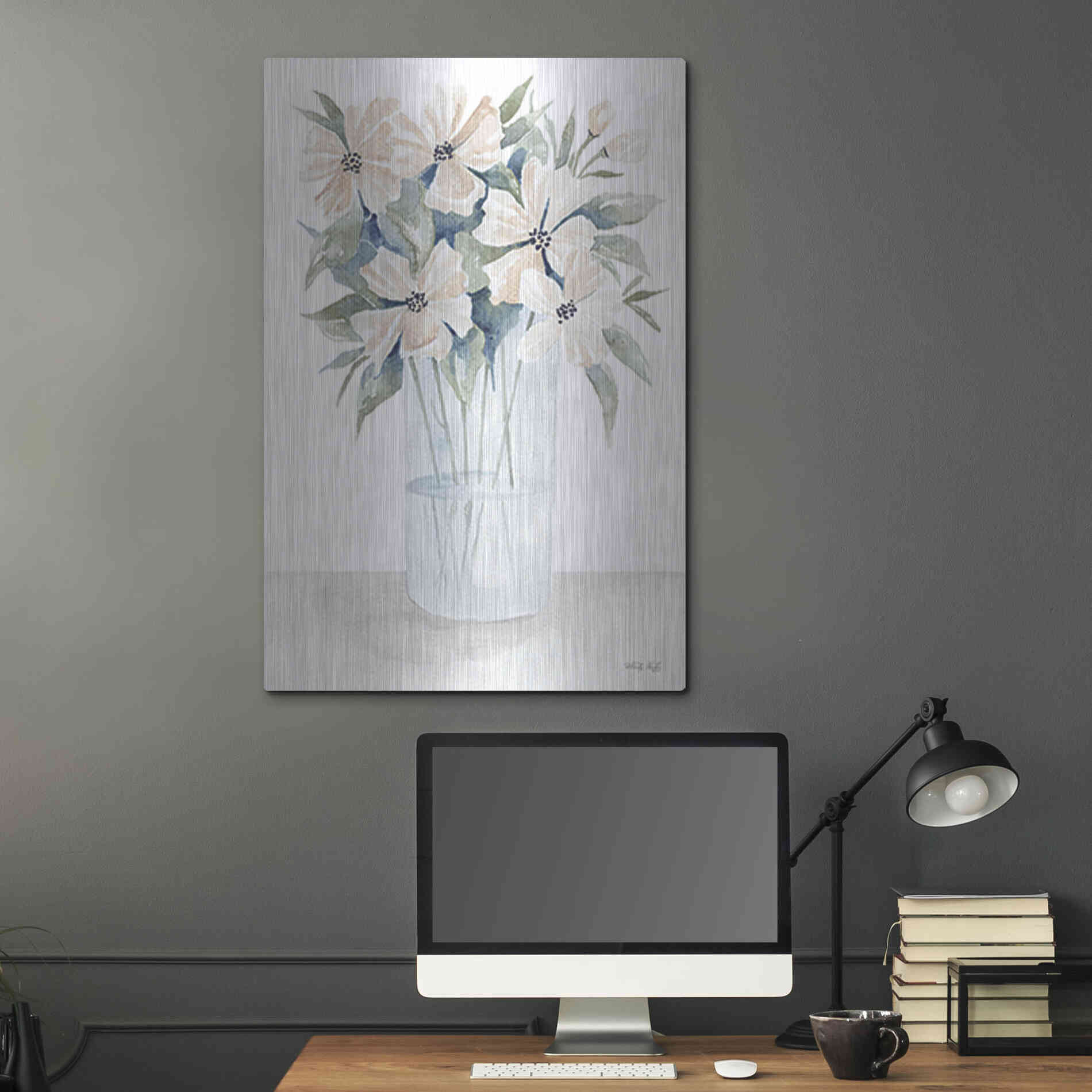 Luxe Metal Art 'Sweet Sophistication Floral I' by Cindy Jacobs, Metal Wall Art,24x36