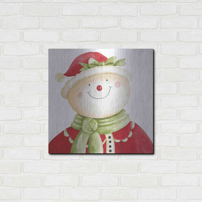 Luxe Metal Art 'Holiday Snowman' by Cindy Jacobs, Metal Wall Art,24x24