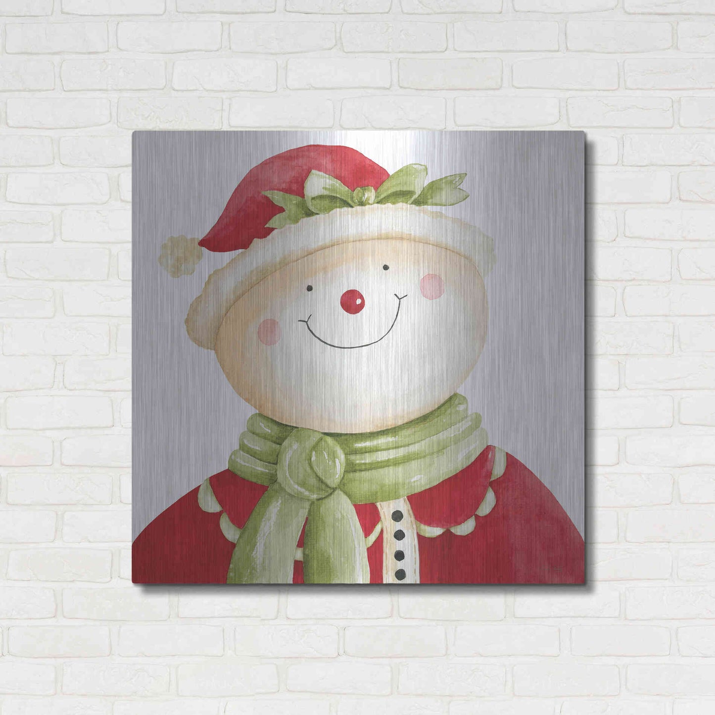 Luxe Metal Art 'Holiday Snowman' by Cindy Jacobs, Metal Wall Art,36x36