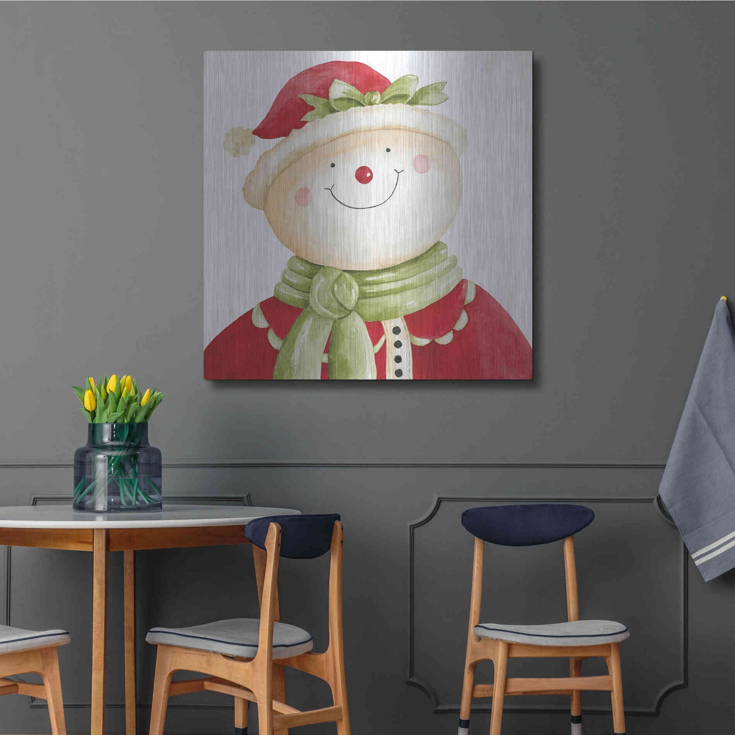 Luxe Metal Art 'Holiday Snowman' by Cindy Jacobs, Metal Wall Art,36x36