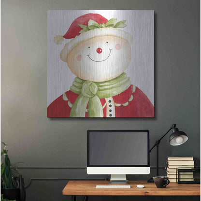 Luxe Metal Art 'Holiday Snowman' by Cindy Jacobs, Metal Wall Art,36x36