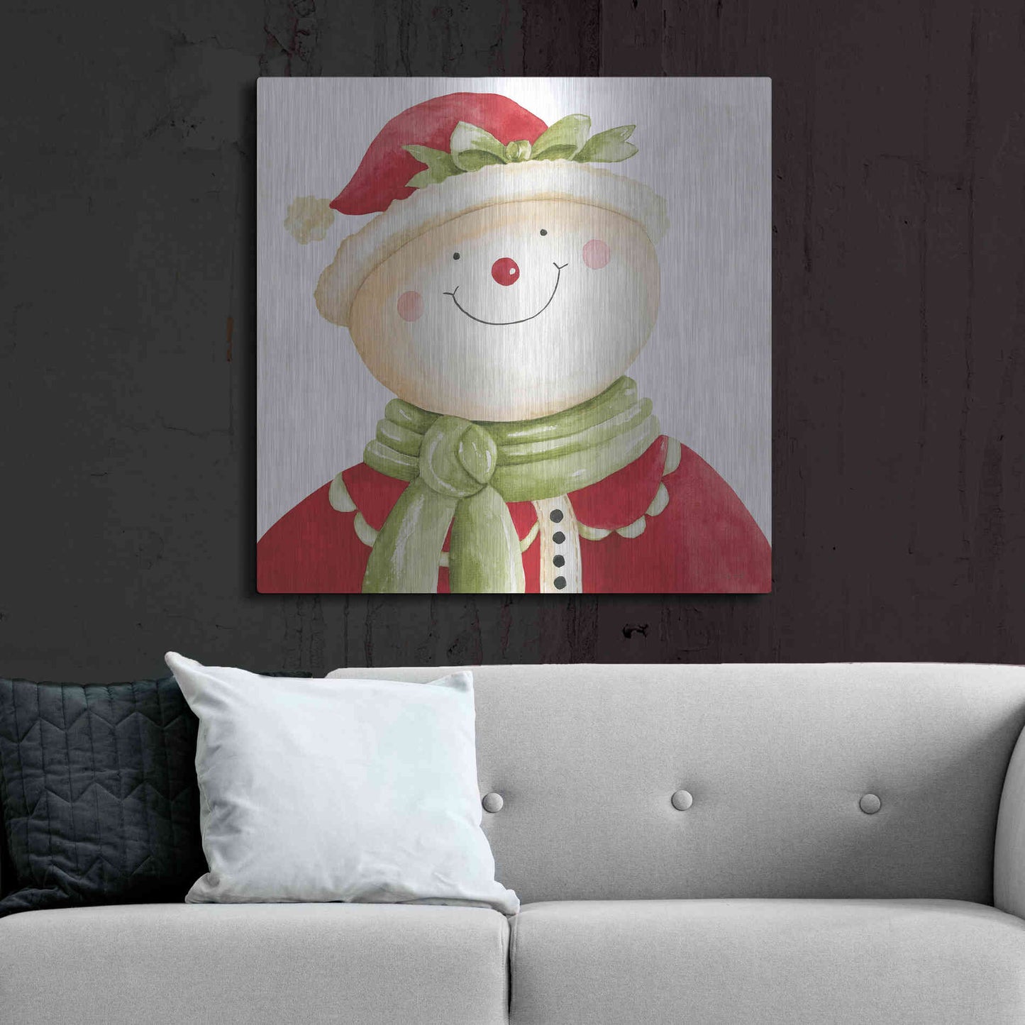 Luxe Metal Art 'Holiday Snowman' by Cindy Jacobs, Metal Wall Art,36x36