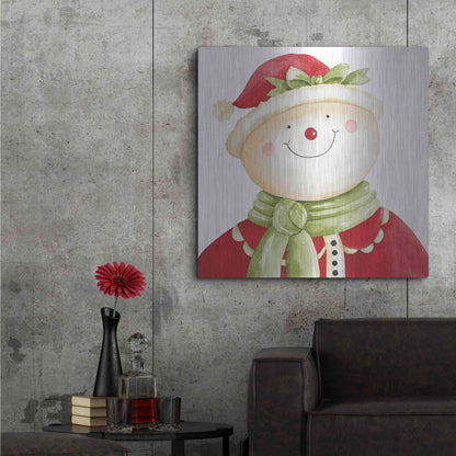 Luxe Metal Art 'Holiday Snowman' by Cindy Jacobs, Metal Wall Art,36x36