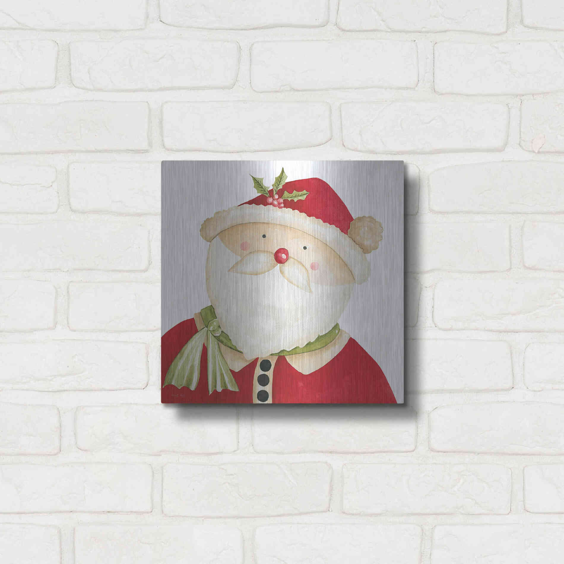 Luxe Metal Art 'Mr. Claus' by Cindy Jacobs, Metal Wall Art,12x12