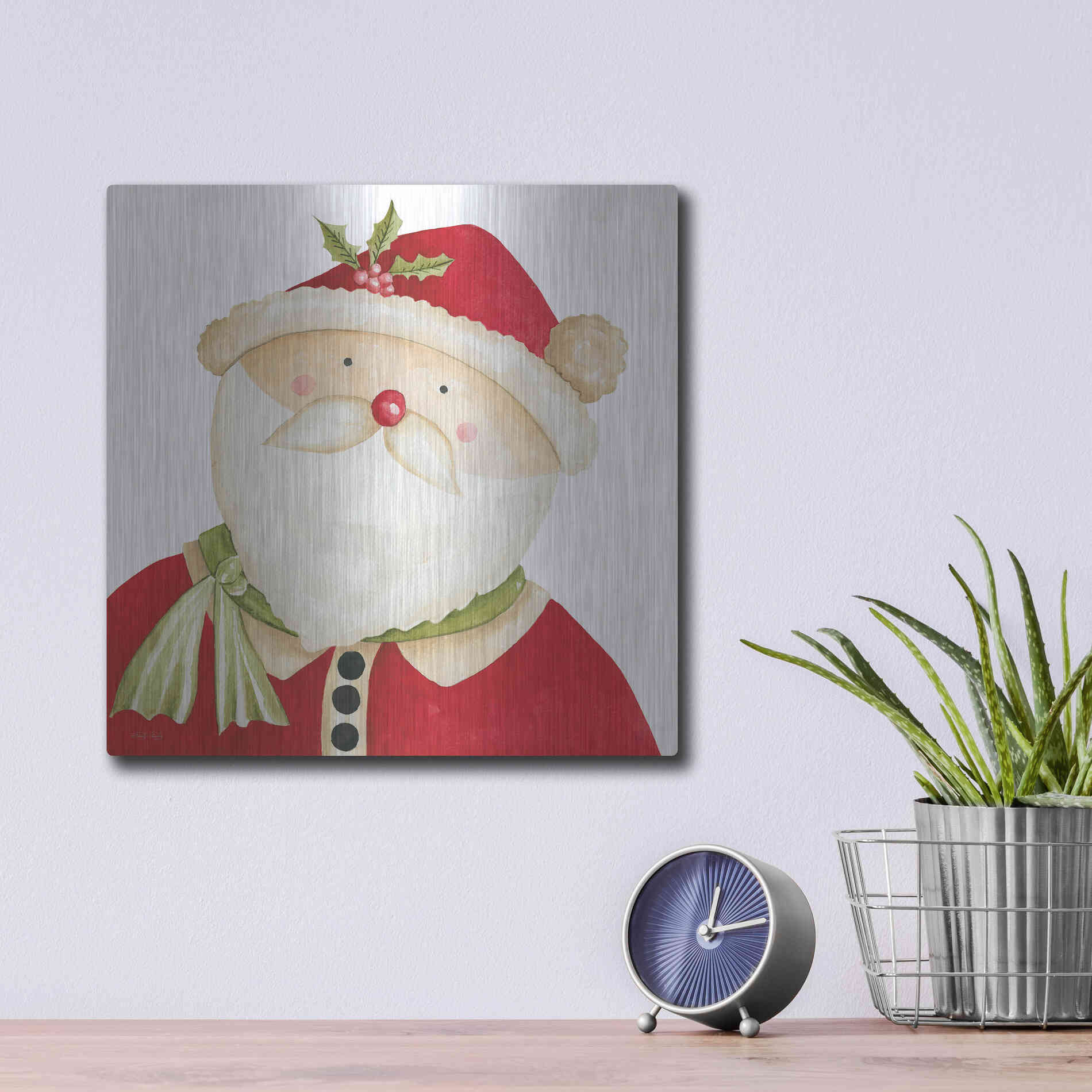 Luxe Metal Art 'Mr. Claus' by Cindy Jacobs, Metal Wall Art,12x12