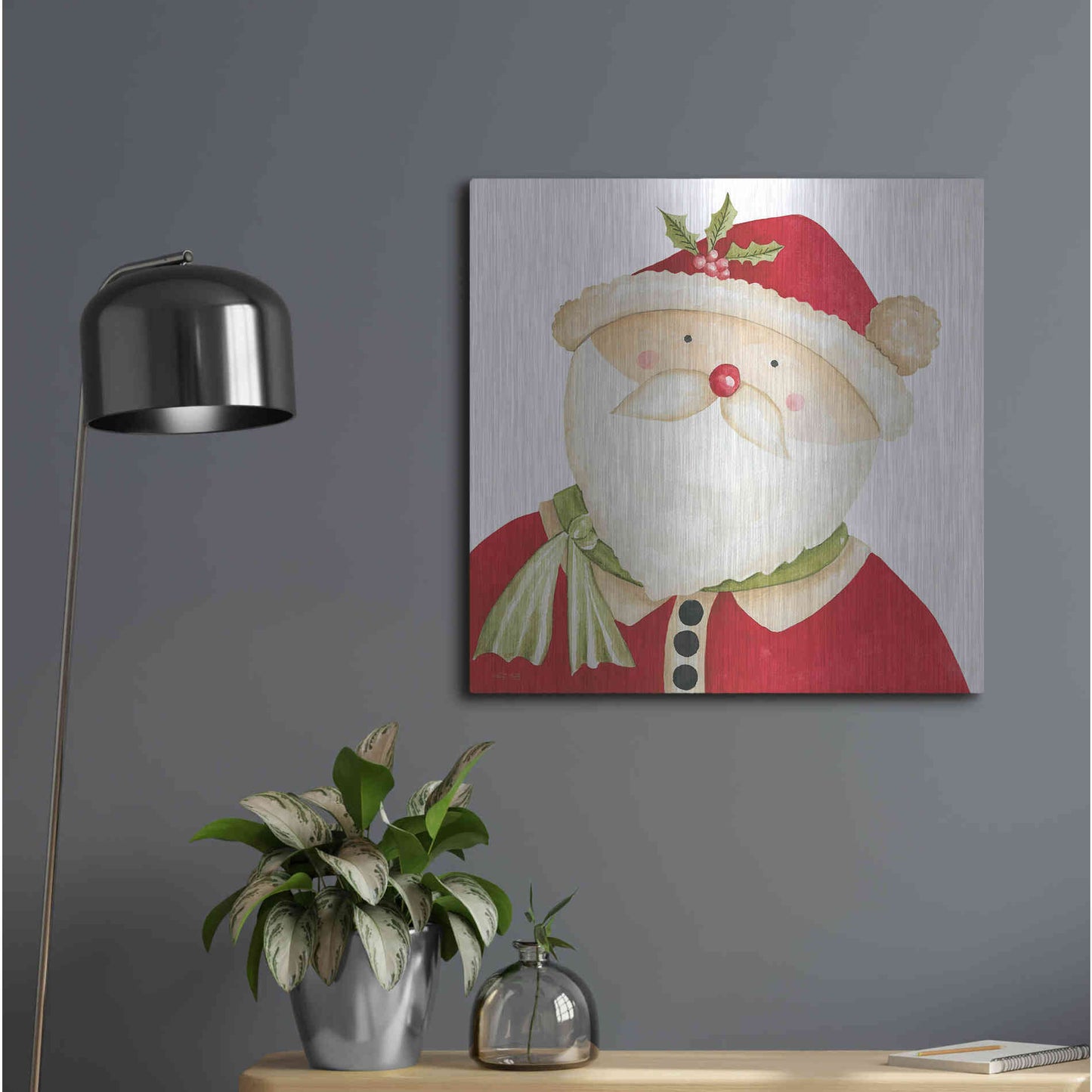 Luxe Metal Art 'Mr. Claus' by Cindy Jacobs, Metal Wall Art,24x24