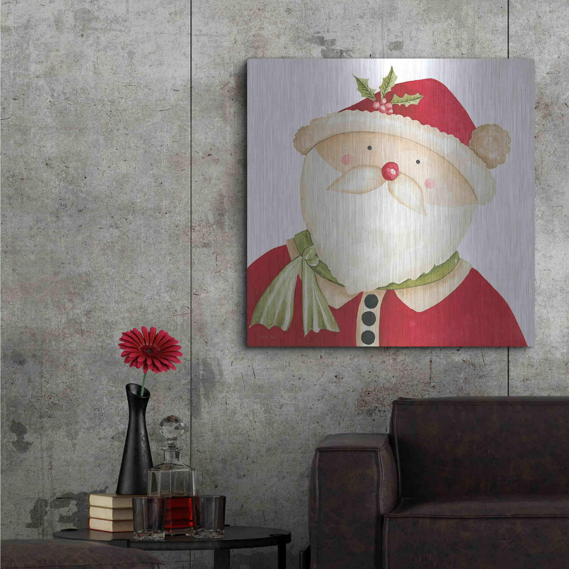 Luxe Metal Art 'Mr. Claus' by Cindy Jacobs, Metal Wall Art,36x36