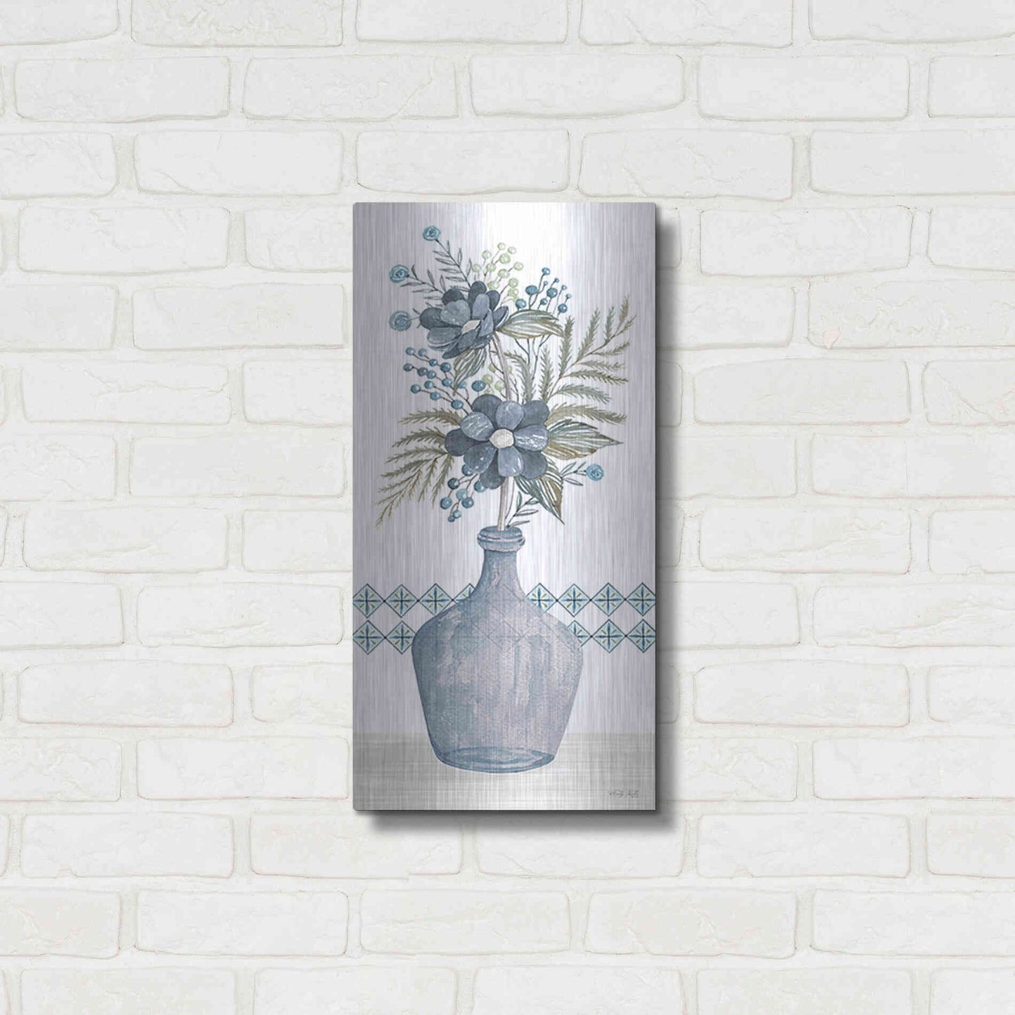 Luxe Metal Art 'Blue Poppies' by Cindy Jacobs, Metal Wall Art,12x24