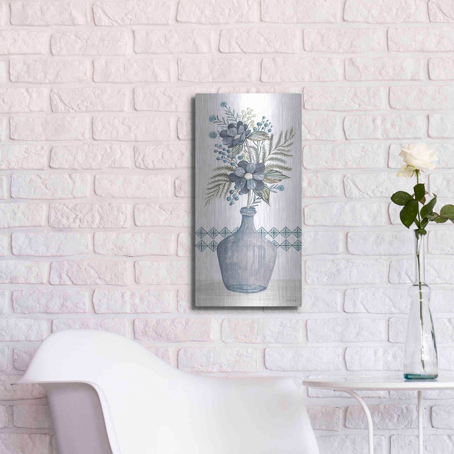 Luxe Metal Art 'Blue Poppies' by Cindy Jacobs, Metal Wall Art,12x24