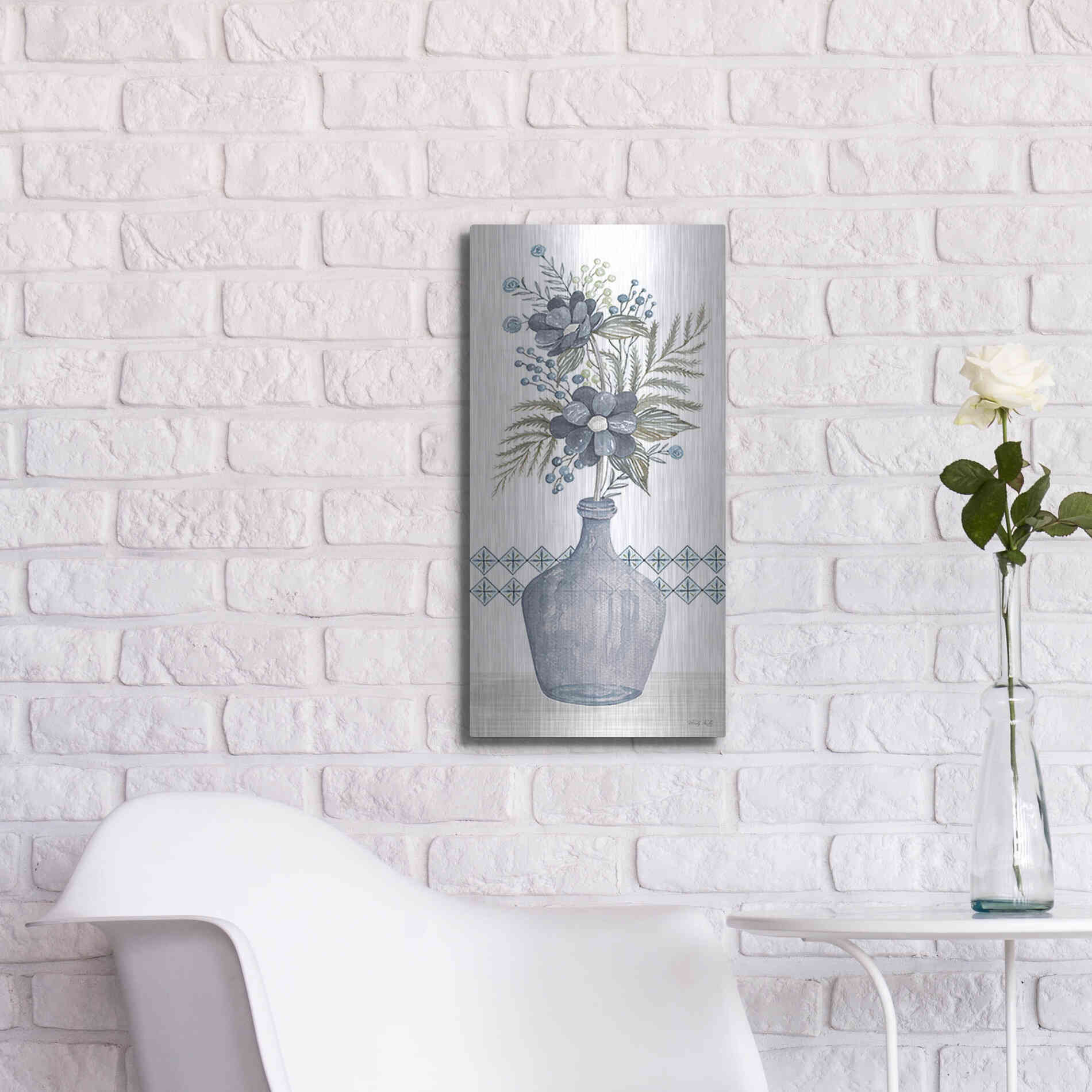 Luxe Metal Art 'Blue Poppies' by Cindy Jacobs, Metal Wall Art,12x24