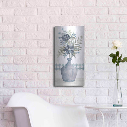 Luxe Metal Art 'Blue Poppies' by Cindy Jacobs, Metal Wall Art,12x24