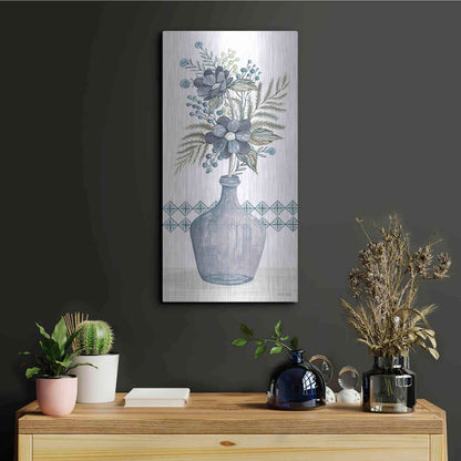 Luxe Metal Art 'Blue Poppies' by Cindy Jacobs, Metal Wall Art,12x24