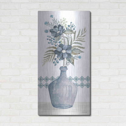 Luxe Metal Art 'Blue Poppies' by Cindy Jacobs, Metal Wall Art,24x48